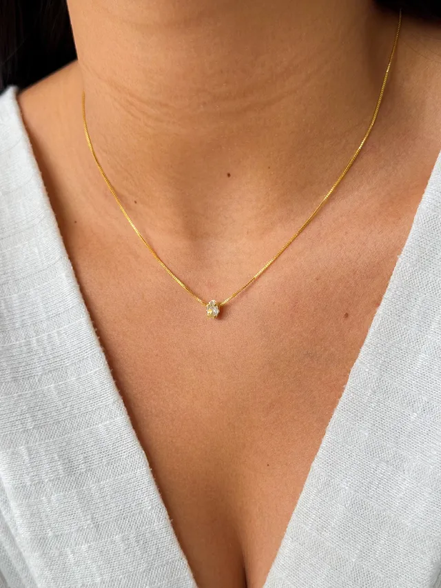 Colar Ponto de Luz Oval - Dourado