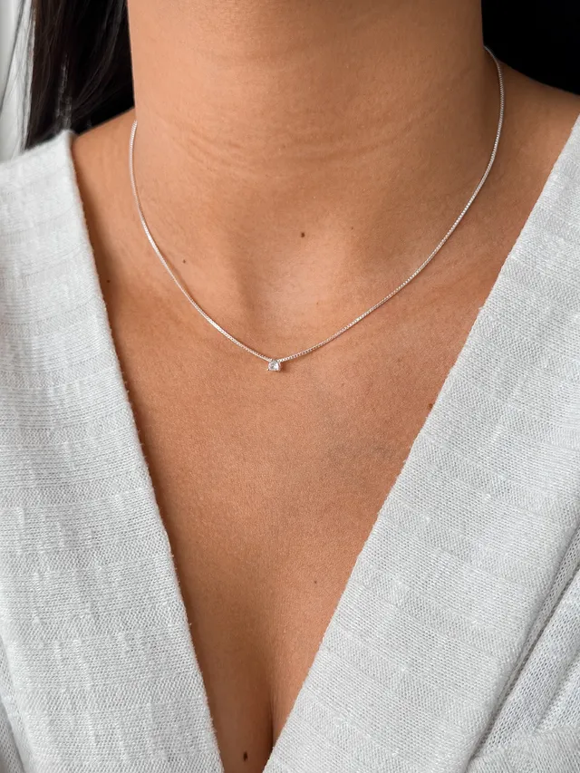 Colar Zircônia Quadrada - Prata