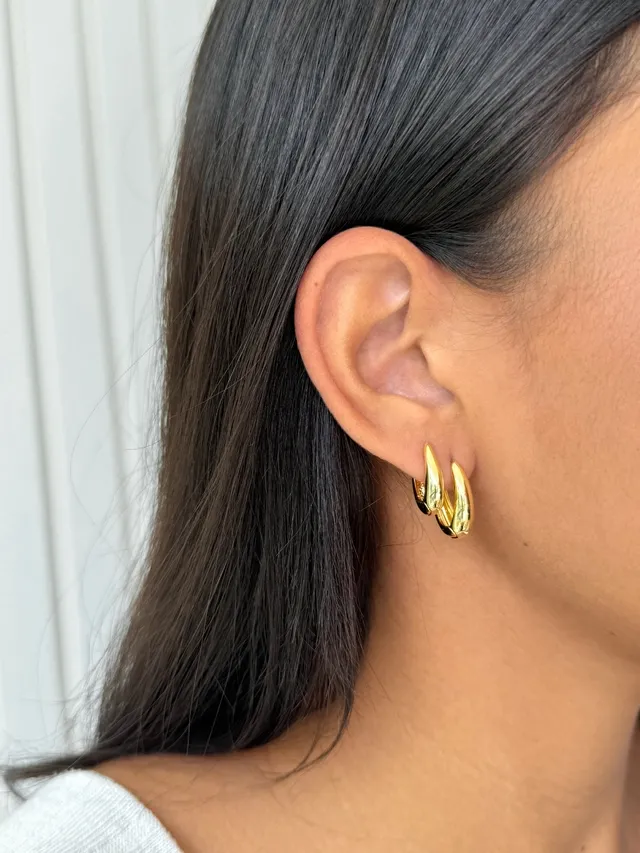 Dupla Argola Oval - Dourada