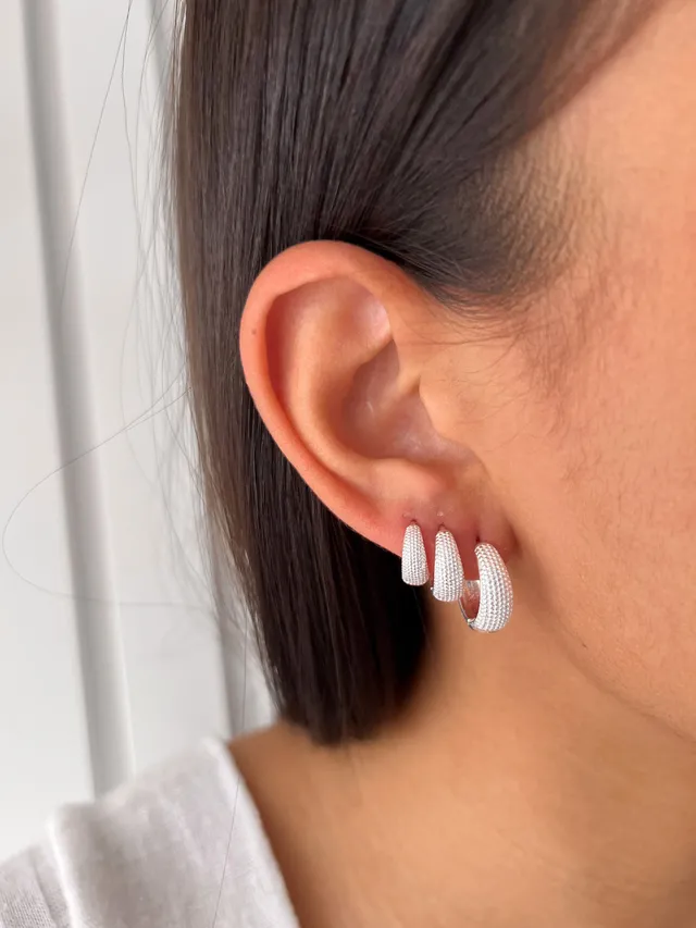 Trio de Argolinhas Craqueladas - Prata