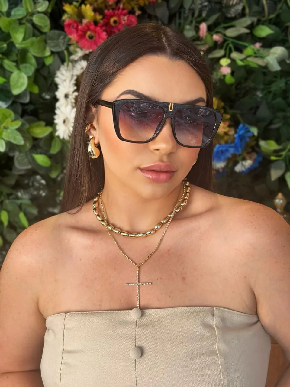 Óculos de Sol Oversized Quadrado Lente All Black