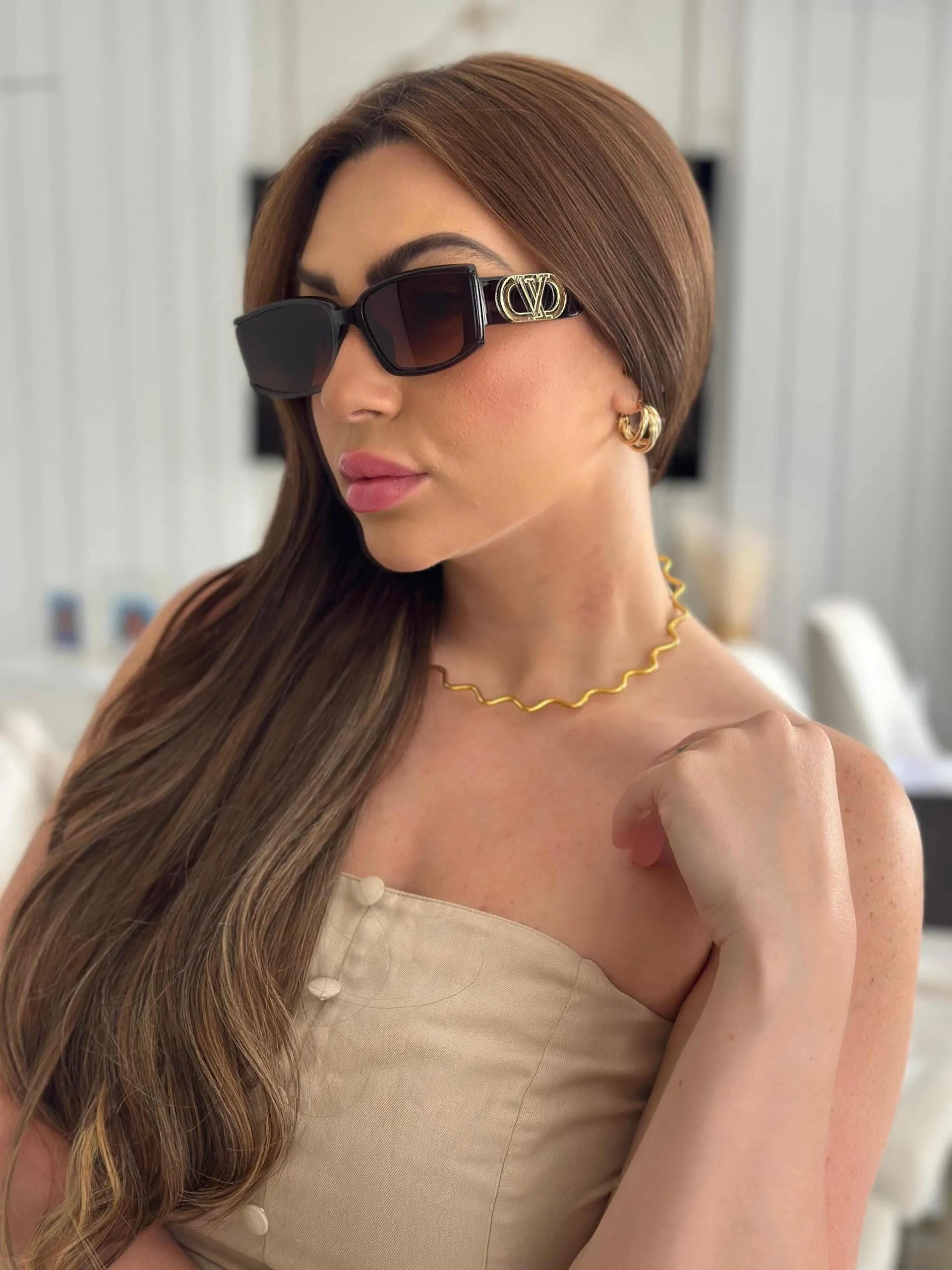 Óculos Helena Armação Marrom e Lente Degradê Marrom