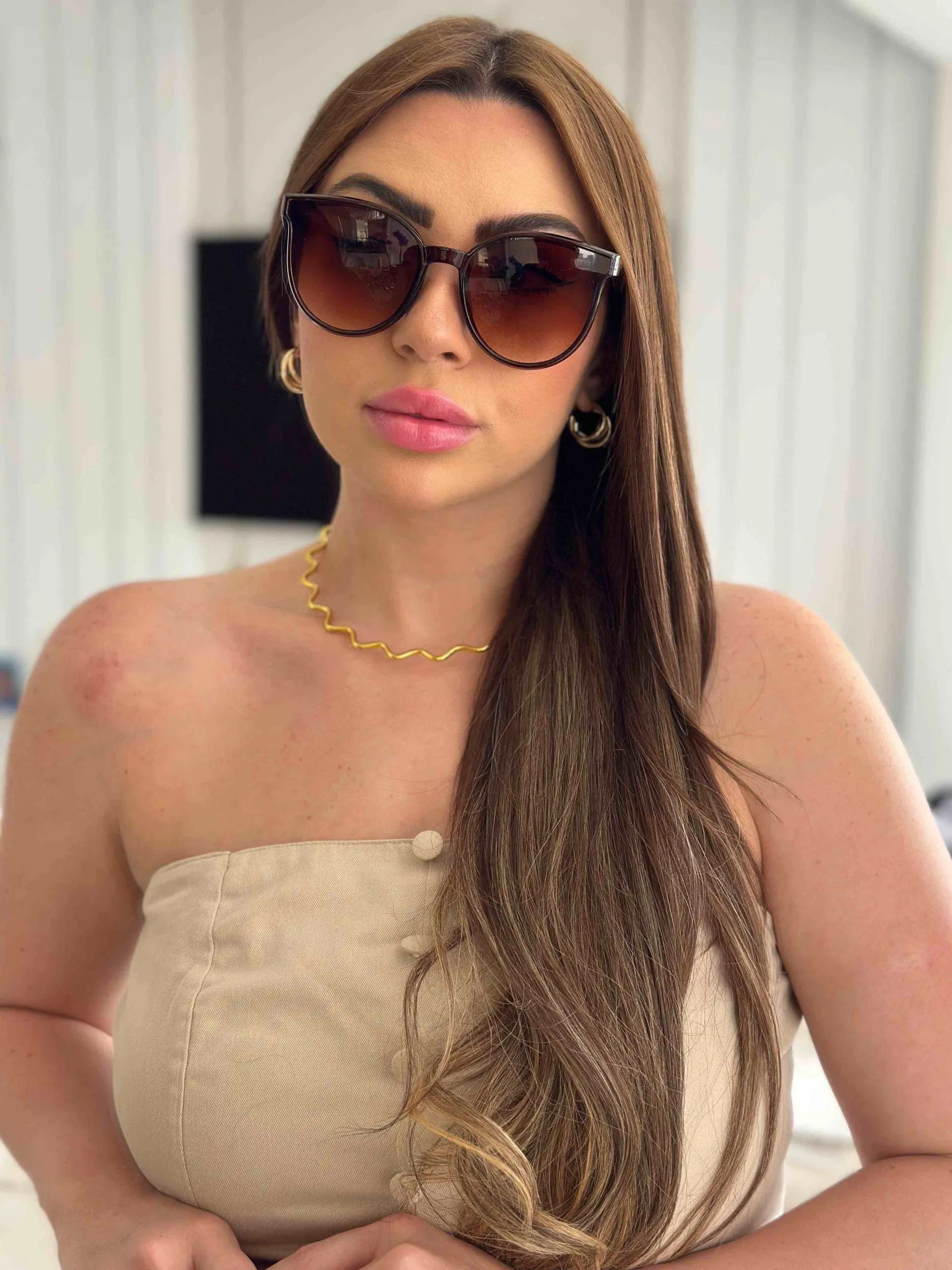 Óculos Liz Armação Marrom e Lente Marrom Degradê