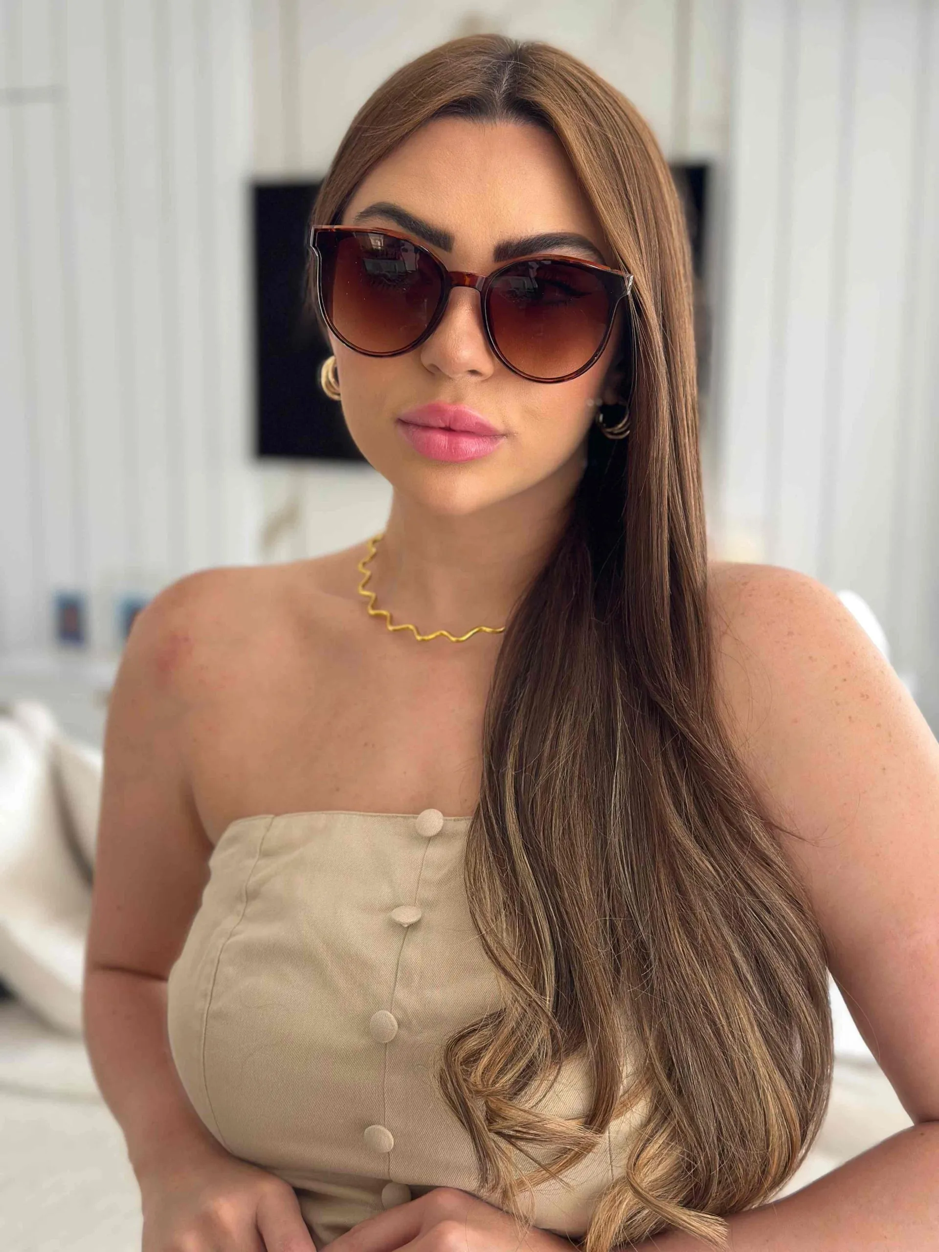 Óculos Liz Armação Onça e Lente Degradê Marrom