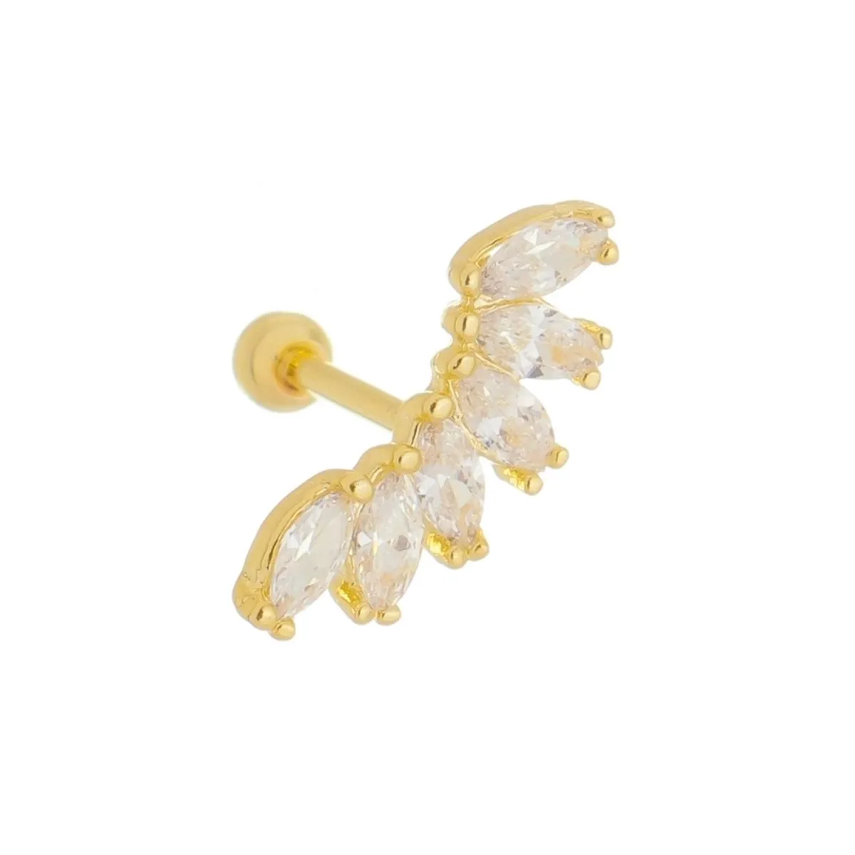 Piercing Orelha Folheado a Ouro 18k Meio Círculo Losangos M