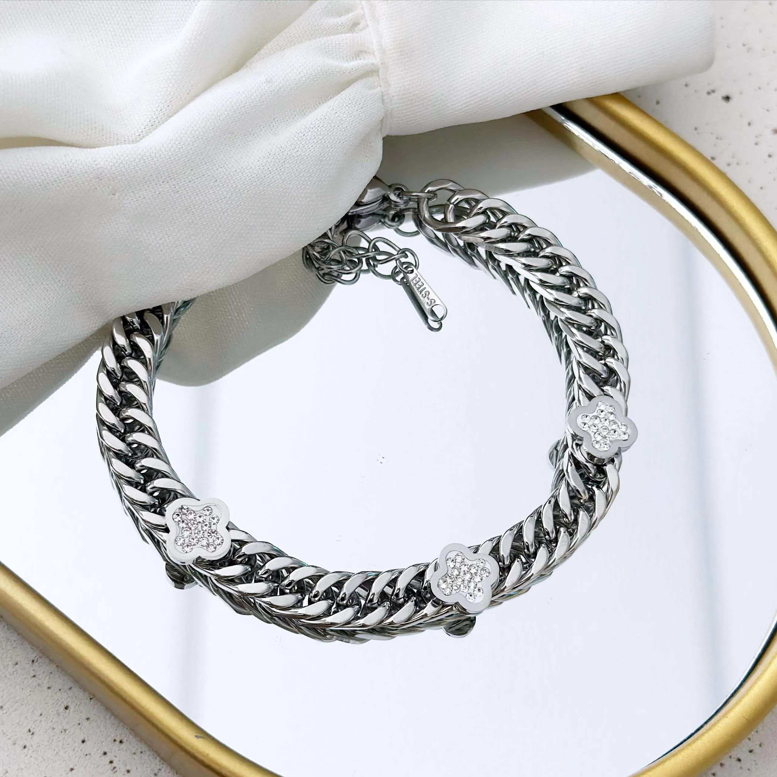 Pulseira Aço Inoxidável Prata Inspiração Virginia