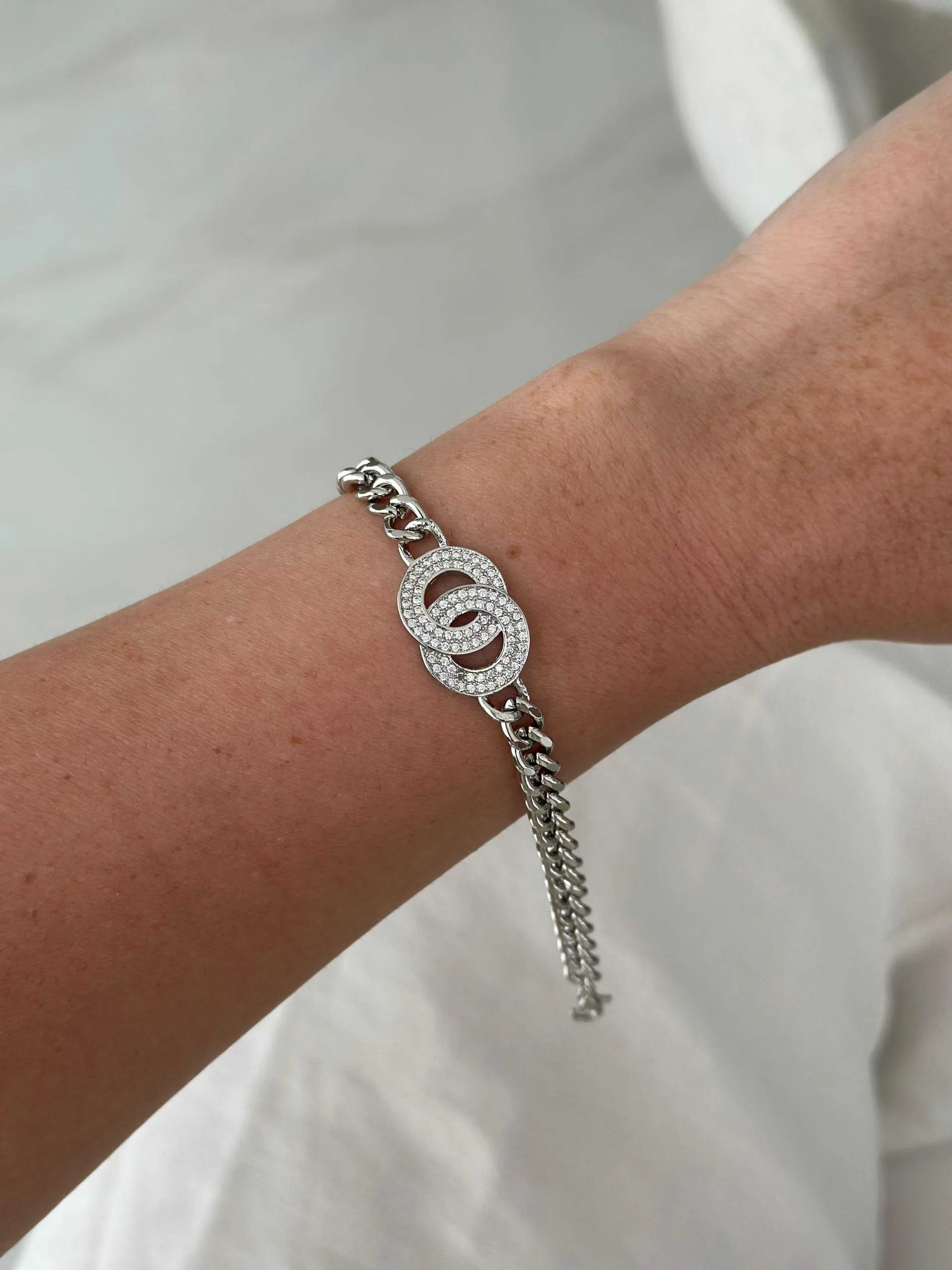 Pulseira Cravejada Folheado a Prata