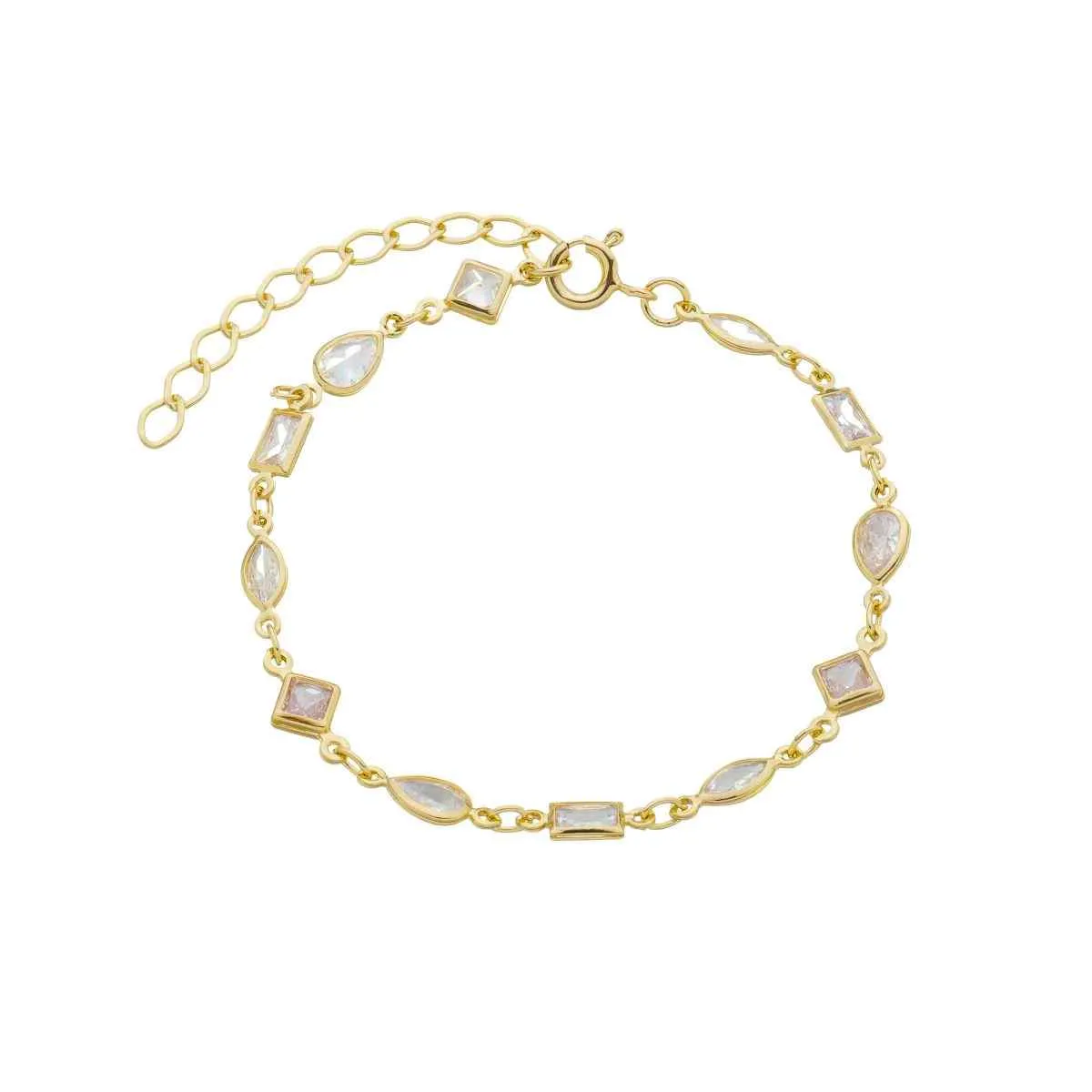 Pulseira Folheada a Ouro 18k Geométrica Zircônia