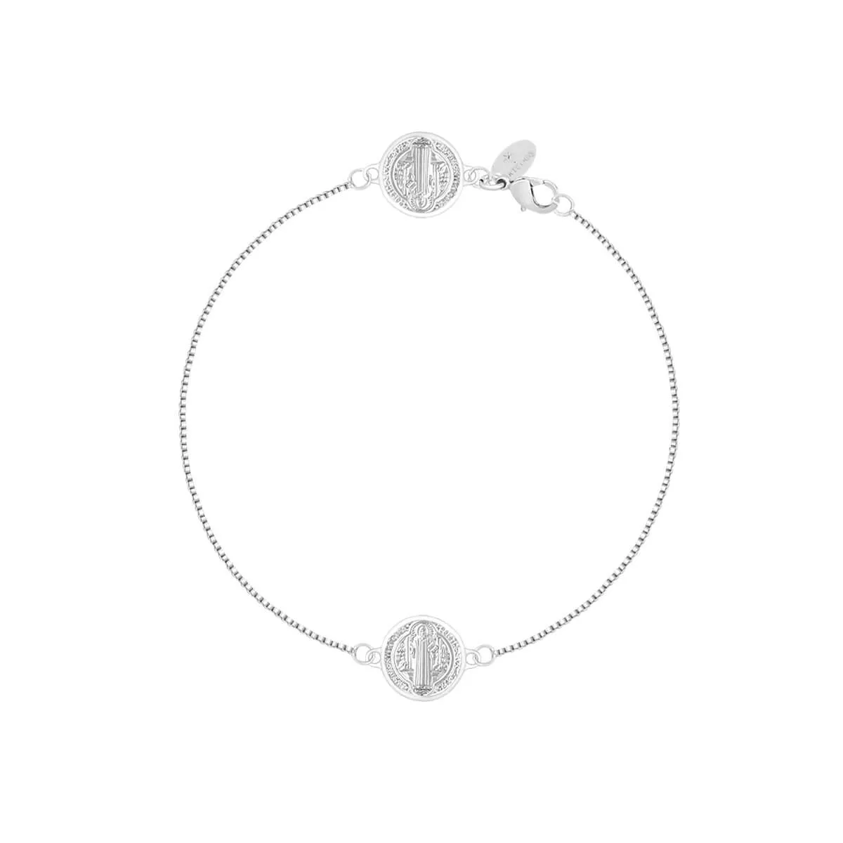 Pulseira Folheada a Ródio Medalha São Bento