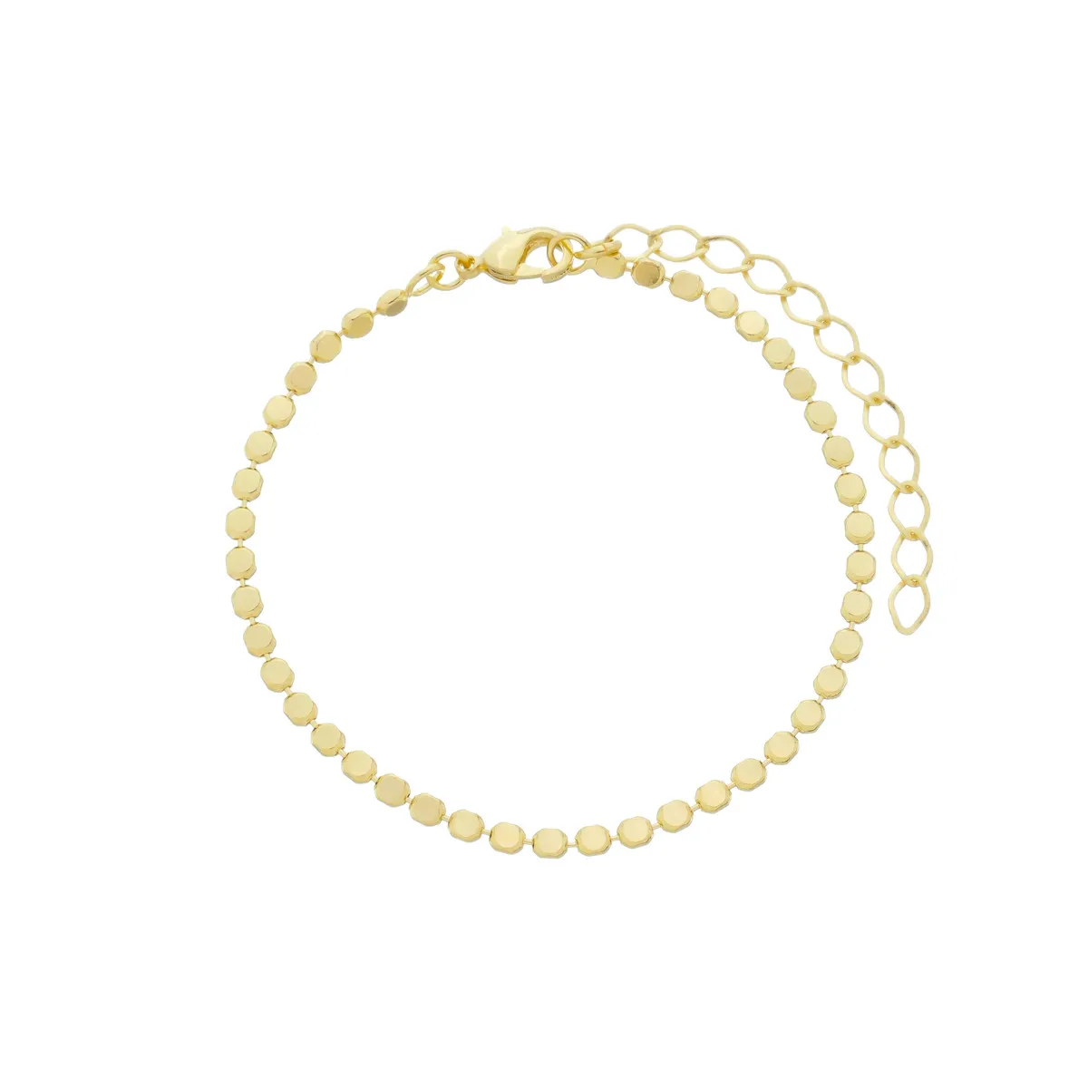 Pulseira Folheado a Ouro 18k Bolinhas Achatadas 2mm