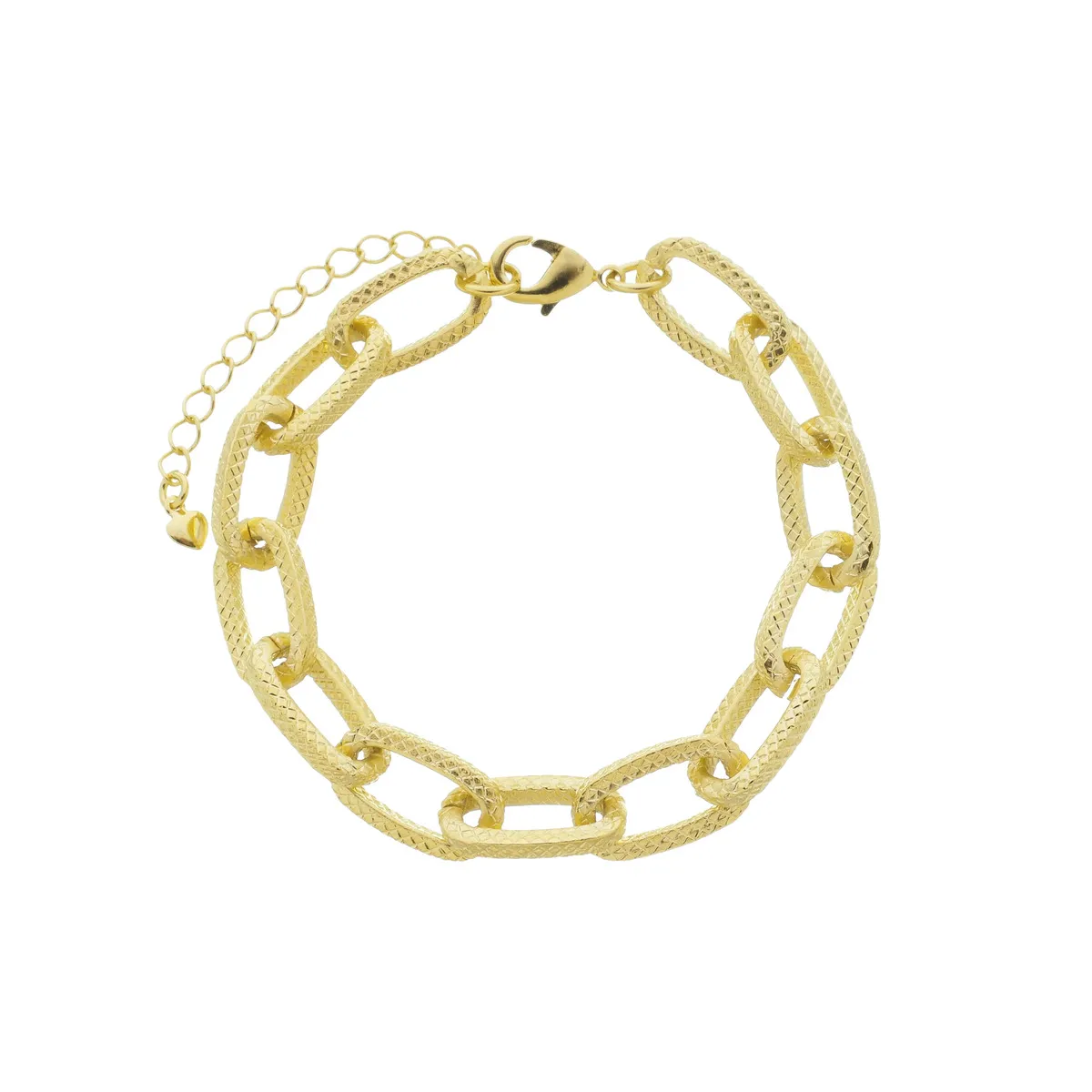 Pulseira Folheado a Ouro 18k Corrente Elo Cartier Texturada