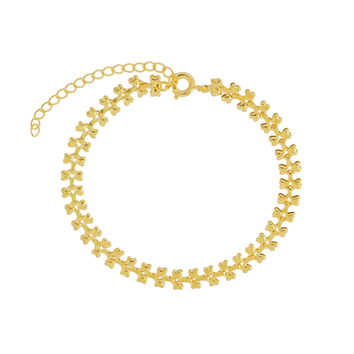 Pulseira Folheado a Ouro 18k Corrente Mini Corações Liso