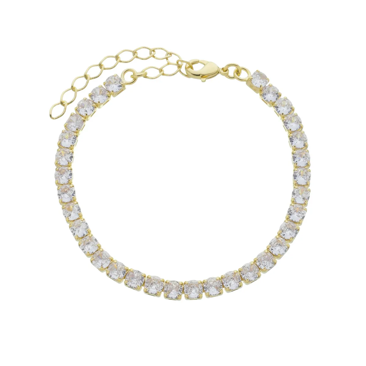 Pulseira Folheado a Ouro 18k Riviera Zircônia G 4mm