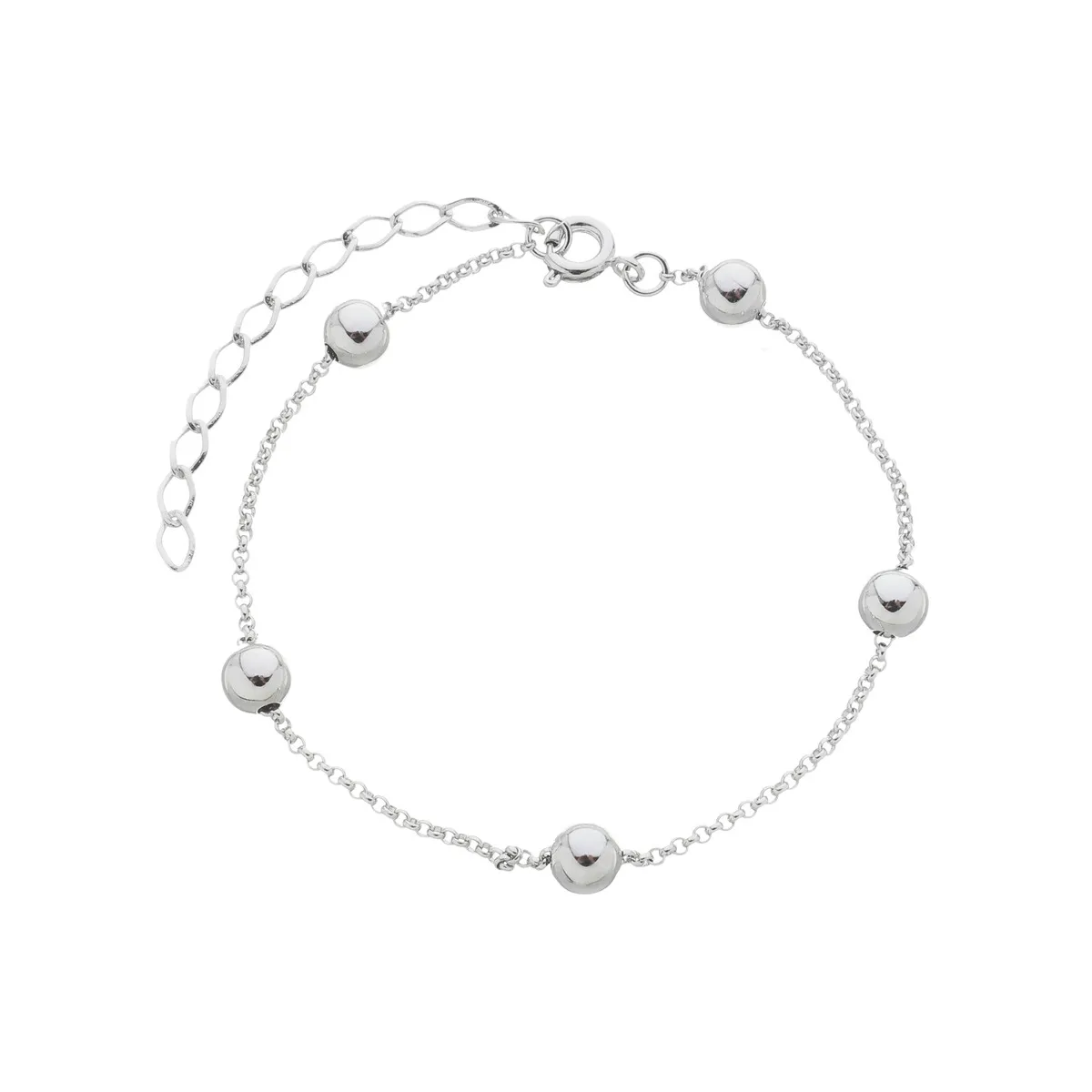 Pulseira Folheado a Ródio Bolinhas G 6mm