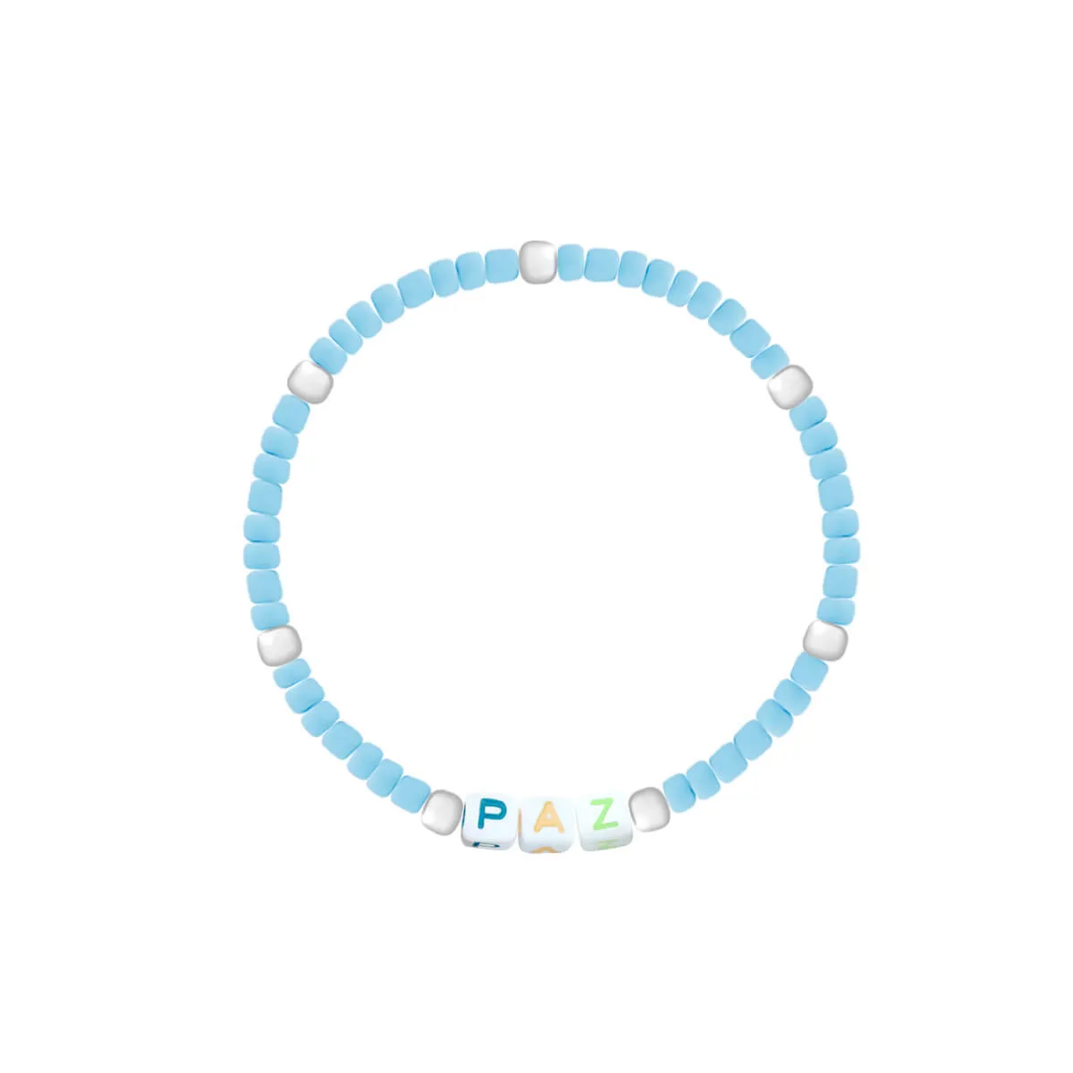 Pulseira Folheado a Ródio Letrinhas Paz