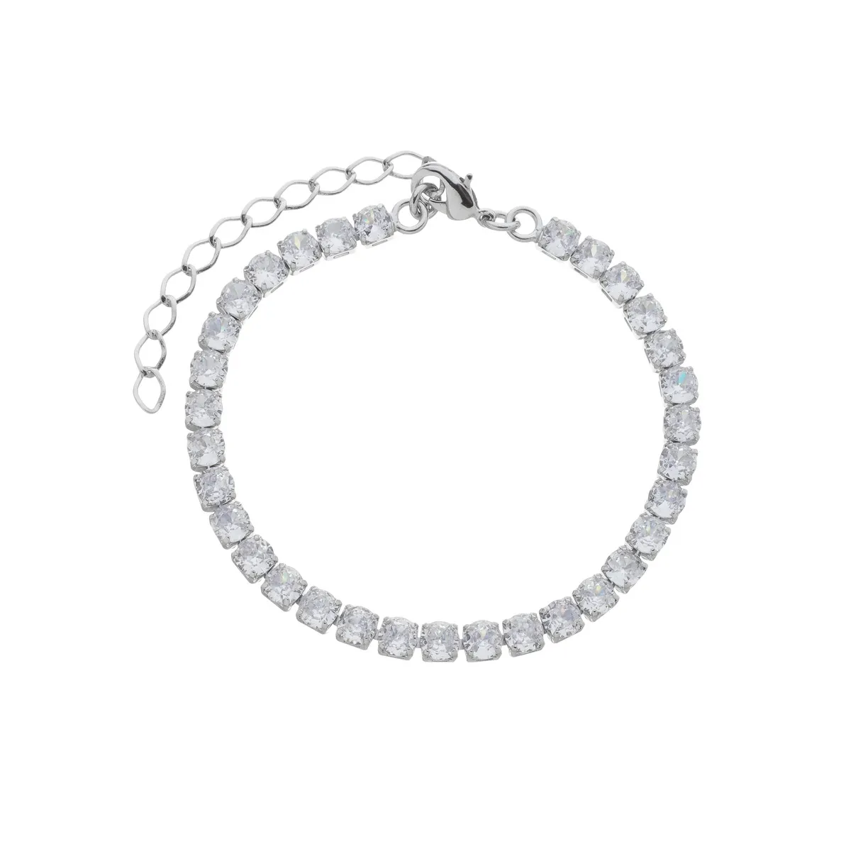 Pulseira Folheado a Ródio Riviera Zircônia G 4mm