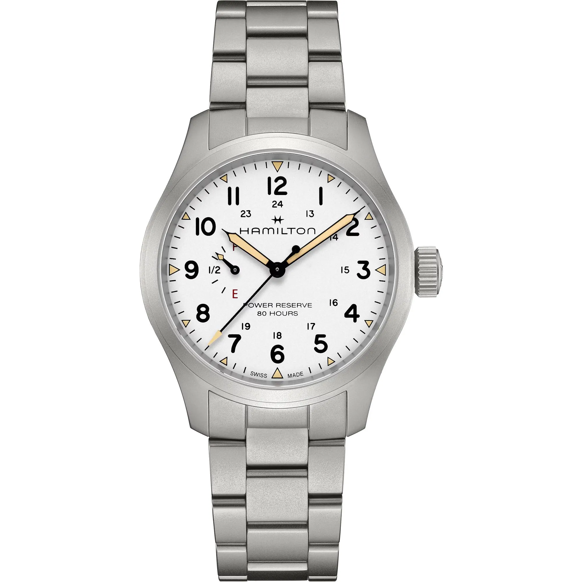 Relógio Hamilton Khaki Field Mecânico Power Reserve Branco H69509110