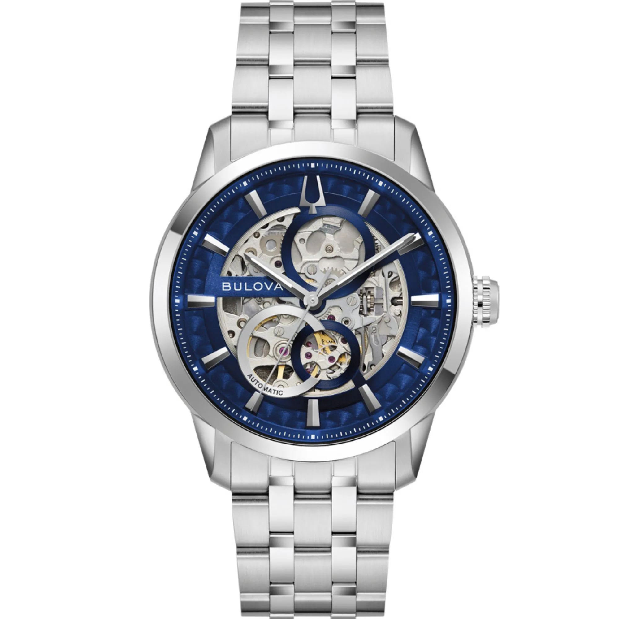 Relógio Bulova Sutton Skeleton Automático Azul 96A331