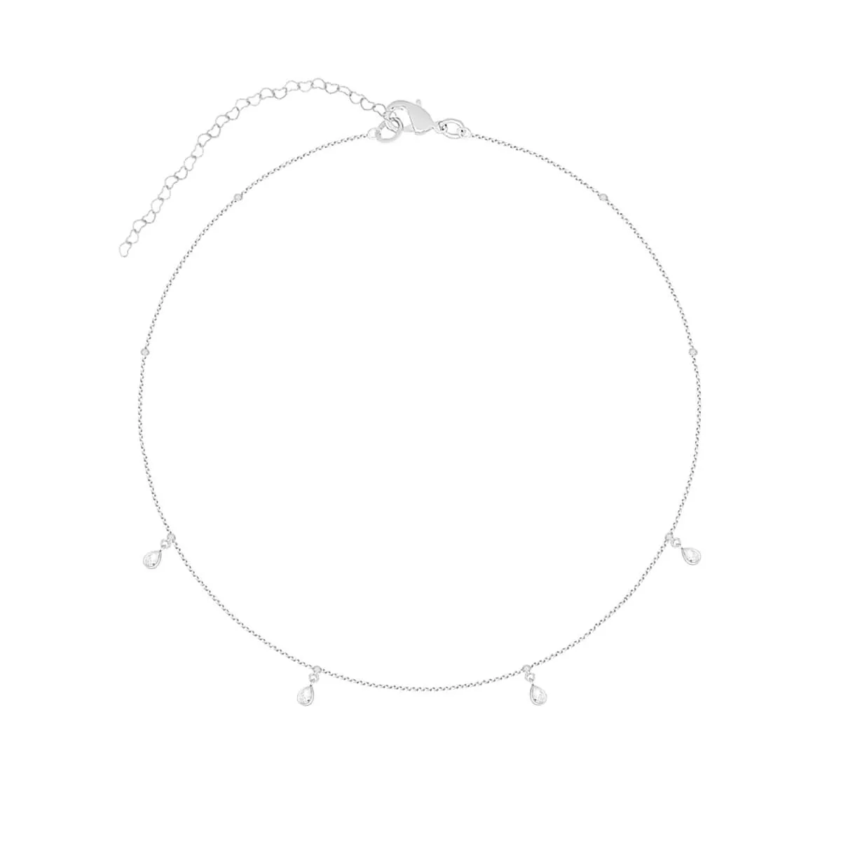 Tornozeleira Folheada a Ródio Gotas Zircônia