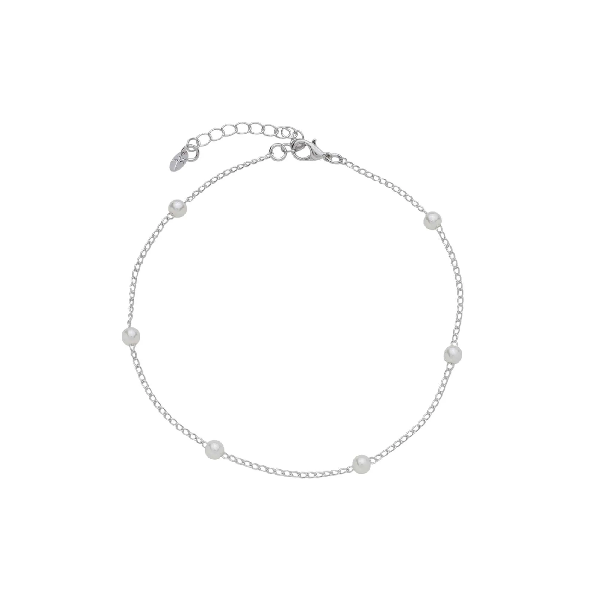 Tornozeleira Folheado a Ródio Pérolas 4mm