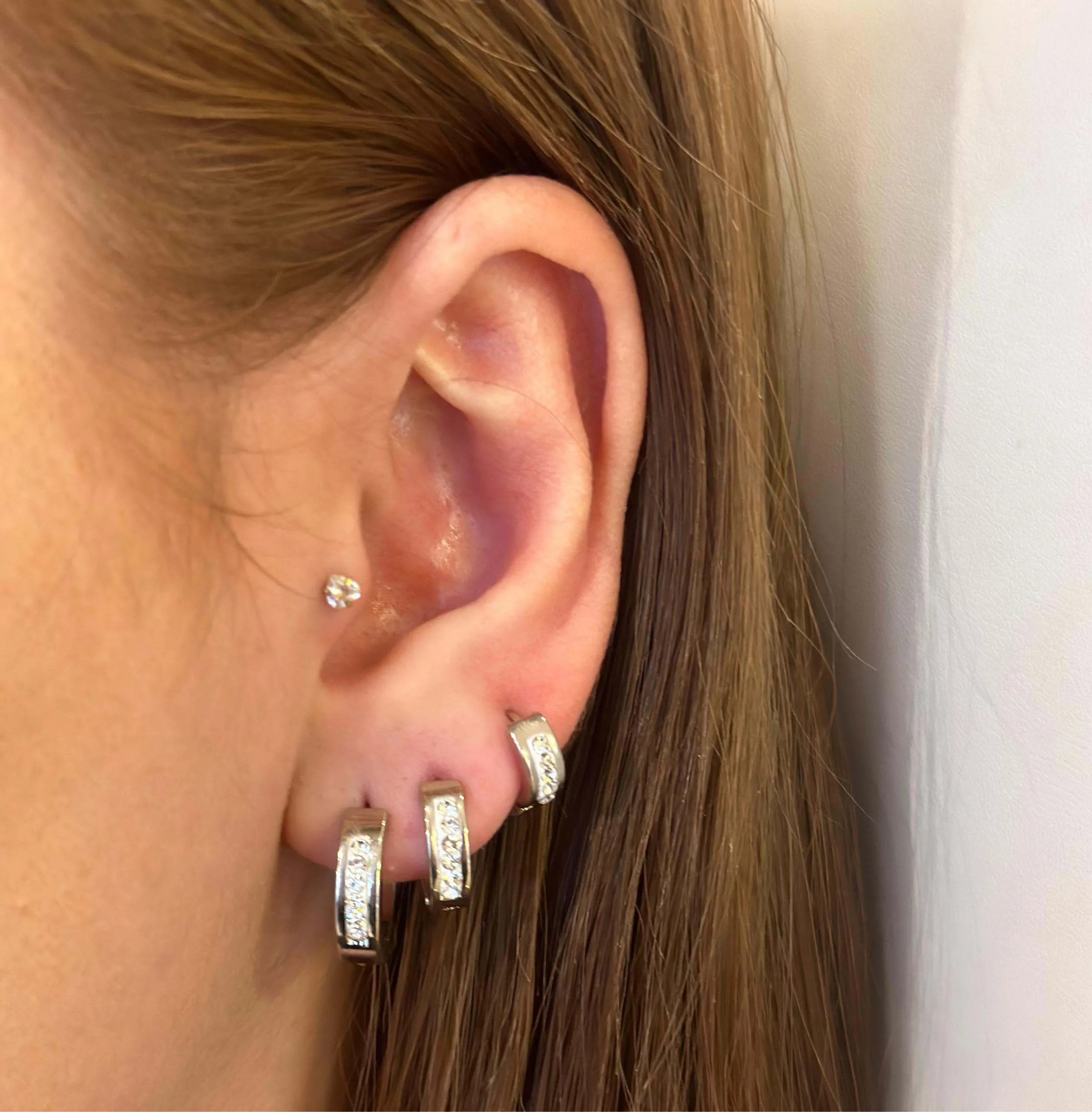 Trio Aço Inoxidável Strass Prata