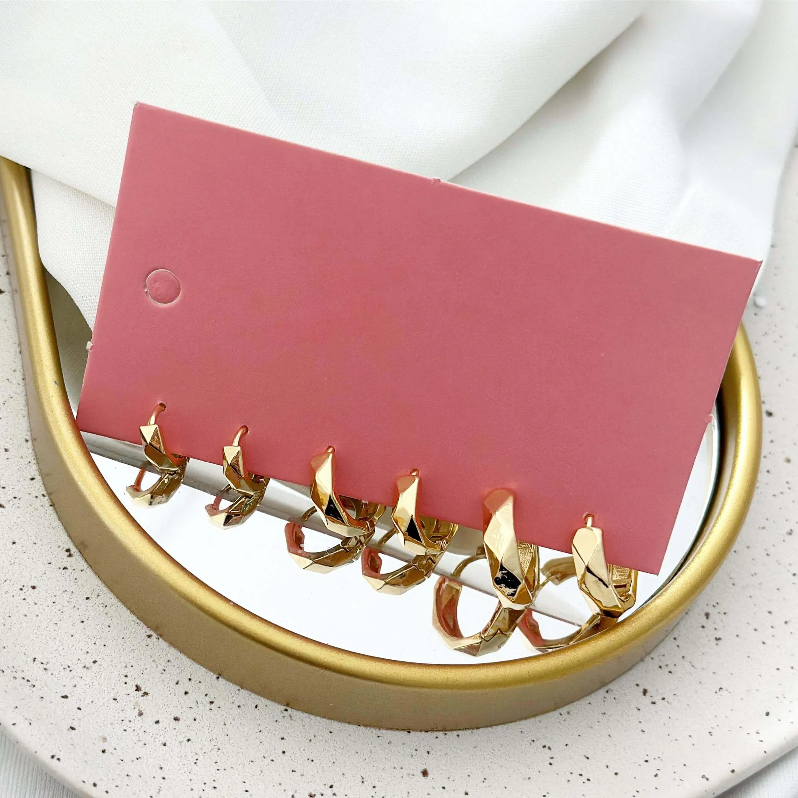 Trio Folheado a Ouro 18K Argolinha Detalhada