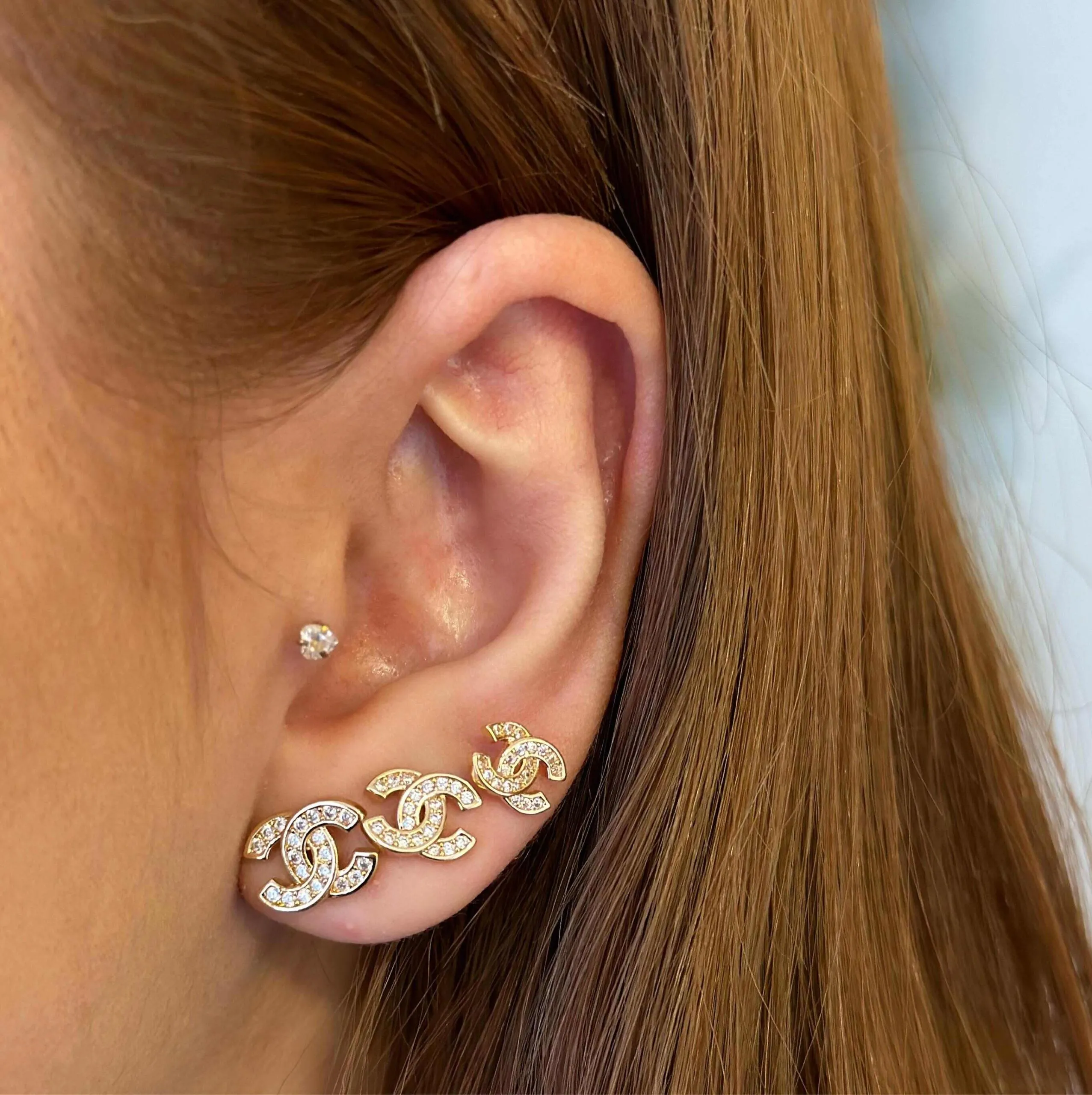 Trio Folheado a Ouro 18K Cravejado com Zircônia Inspiração Alta Joalheria