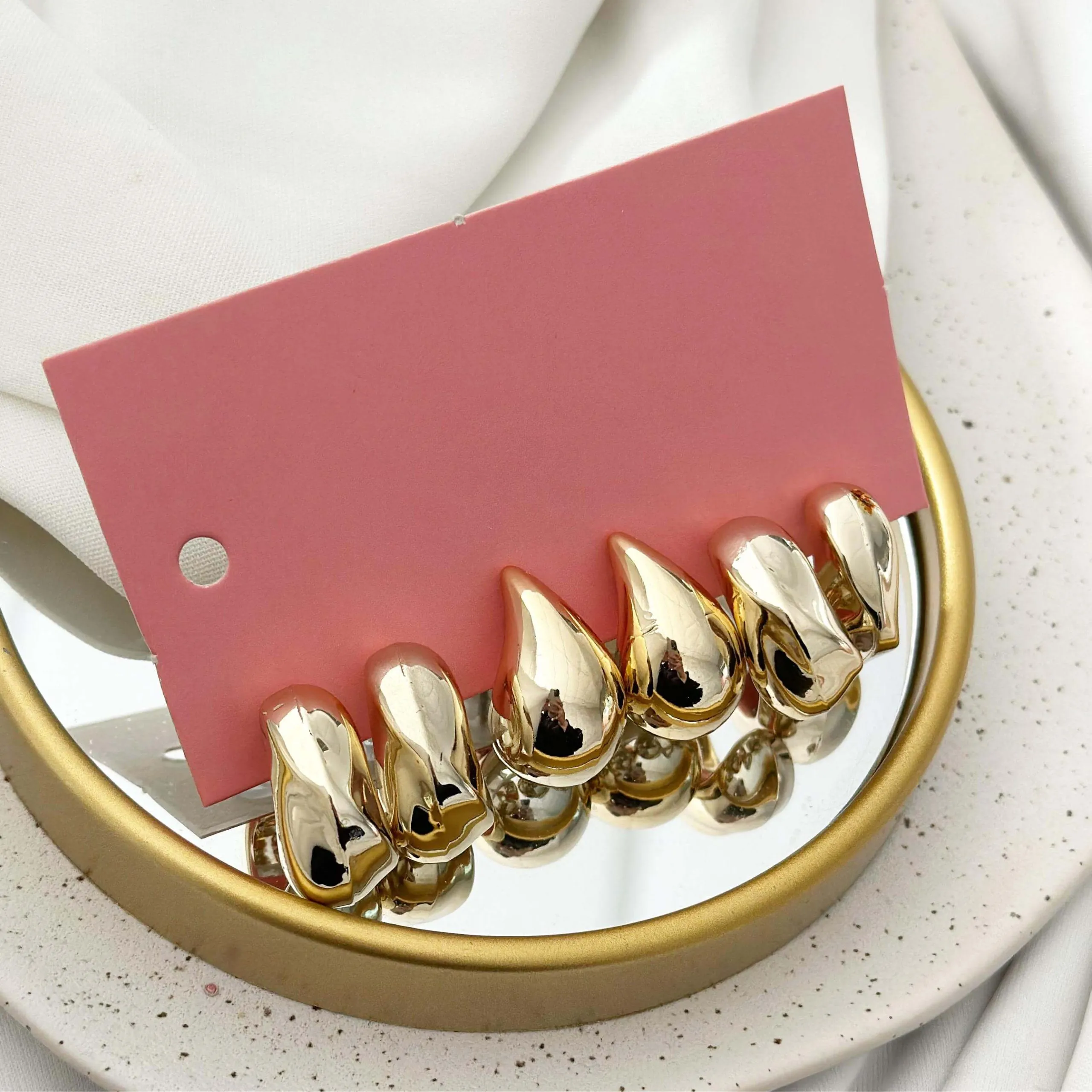 Trio Folheado a Ouro 18K Gota e Martelado