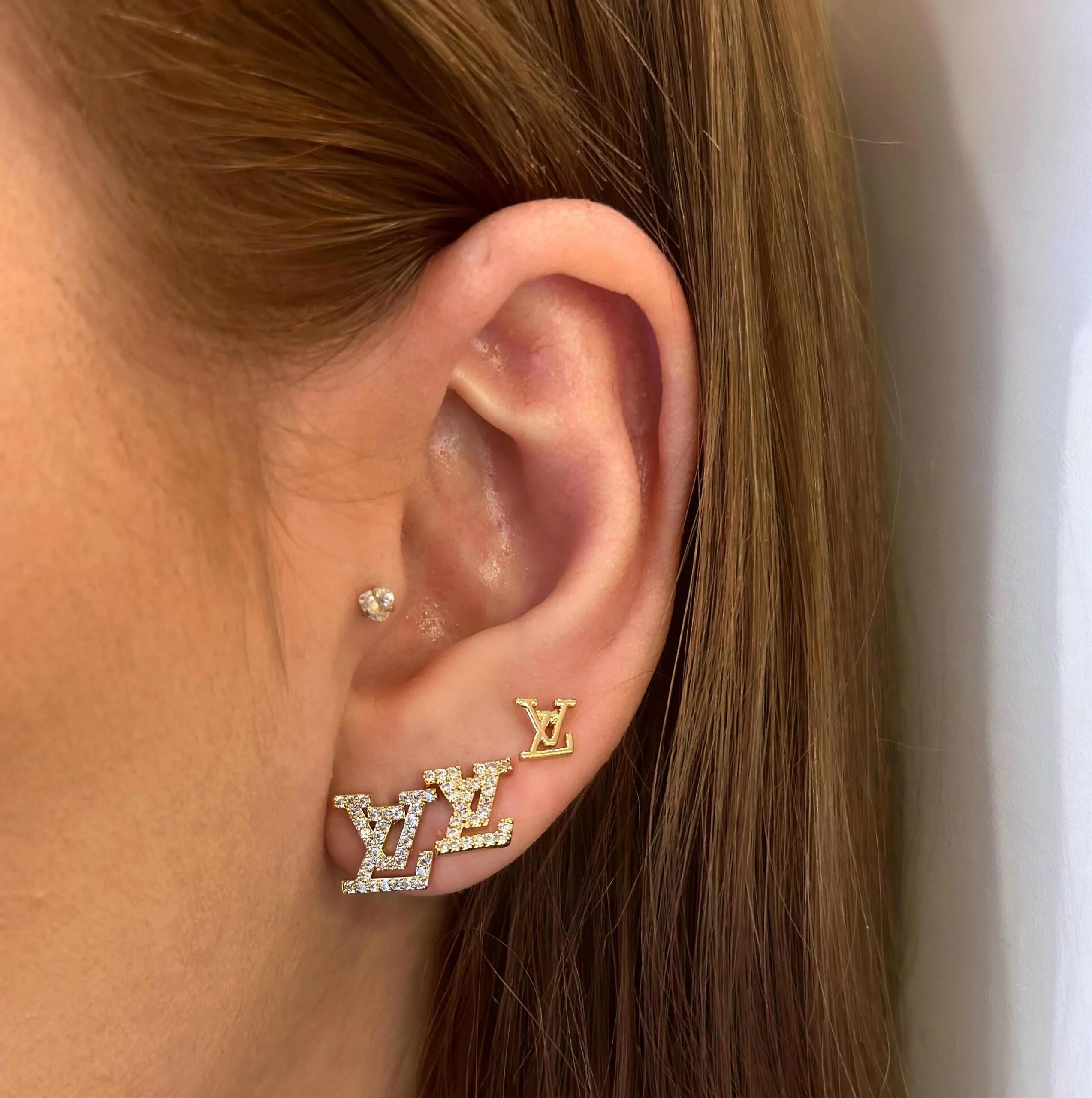 Trio Folheado a Ouro 18K Inspiração Alta Joalheria Cravejado