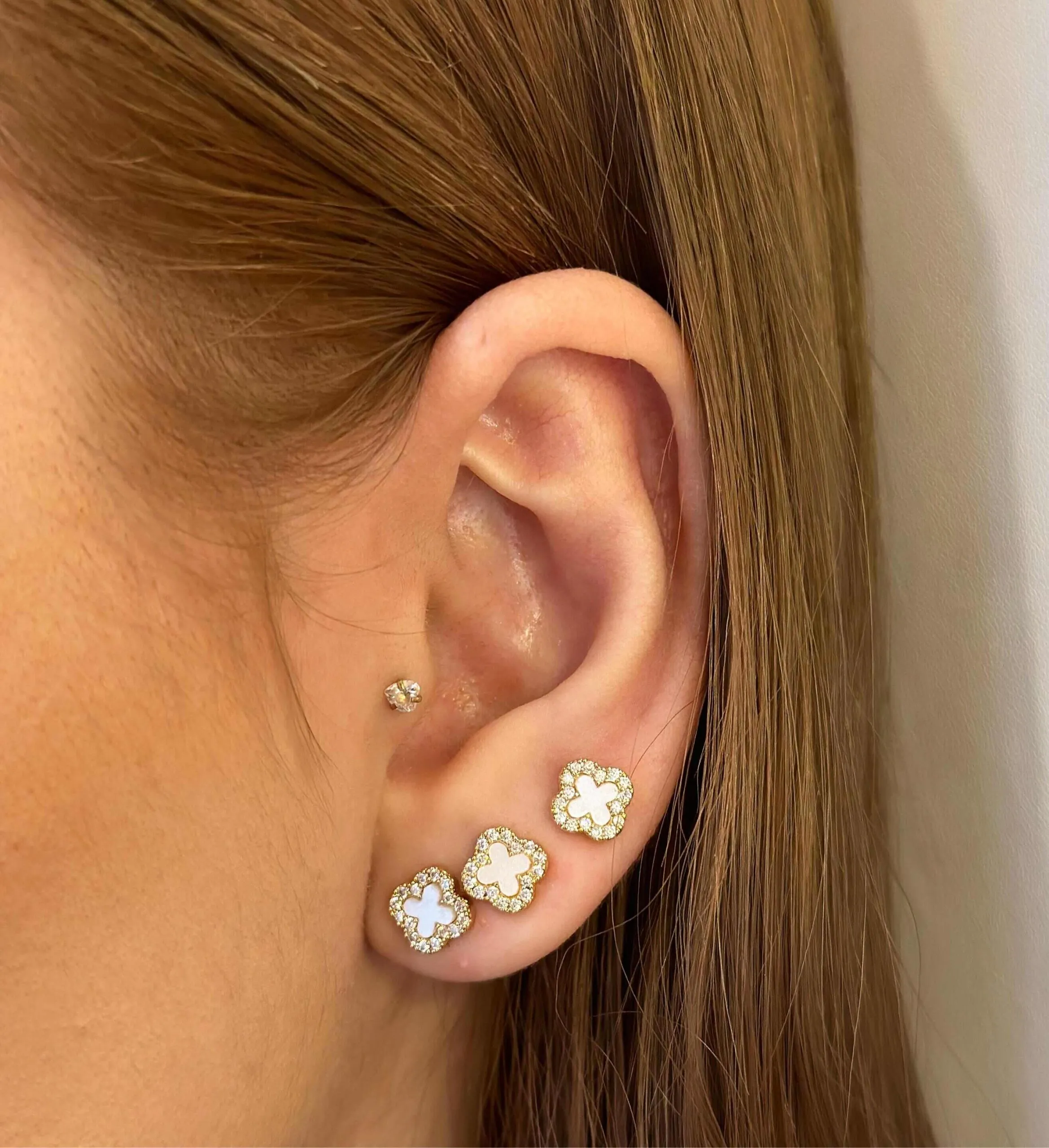 Trio Folheado a Ouro 18K Inspiração Virginia Cravejado Branco