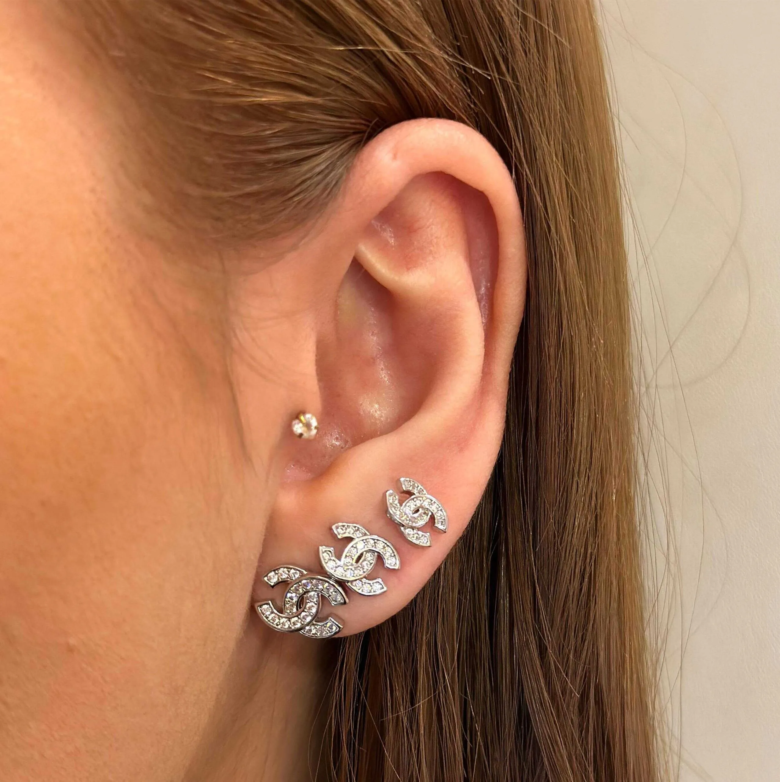 Trio Folheado a Prata Cravejado com Zircônia Inspiração Alta Joalheria