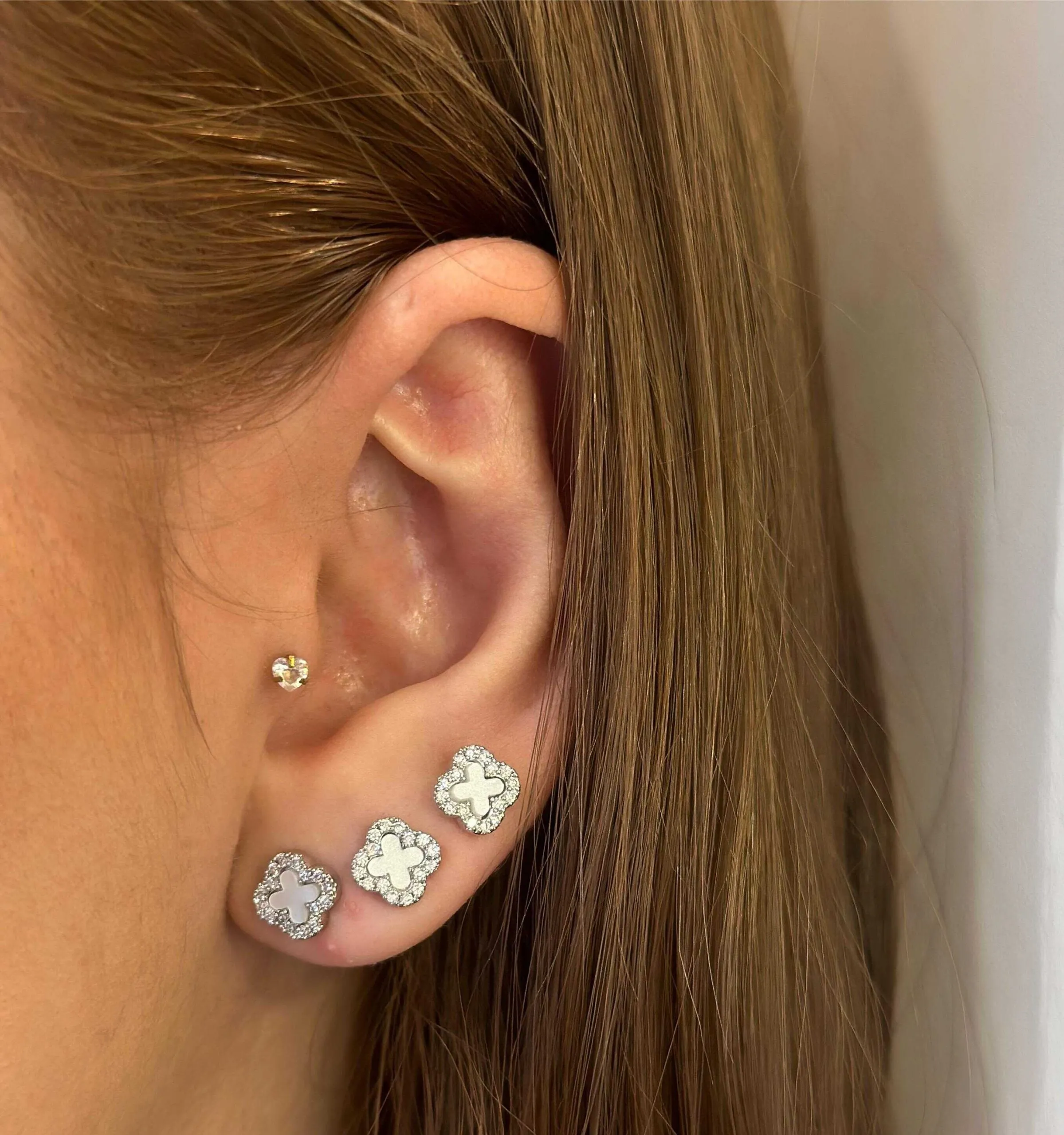 Trio Folheado a Prata Inspiração Virginia Zircônia Branco