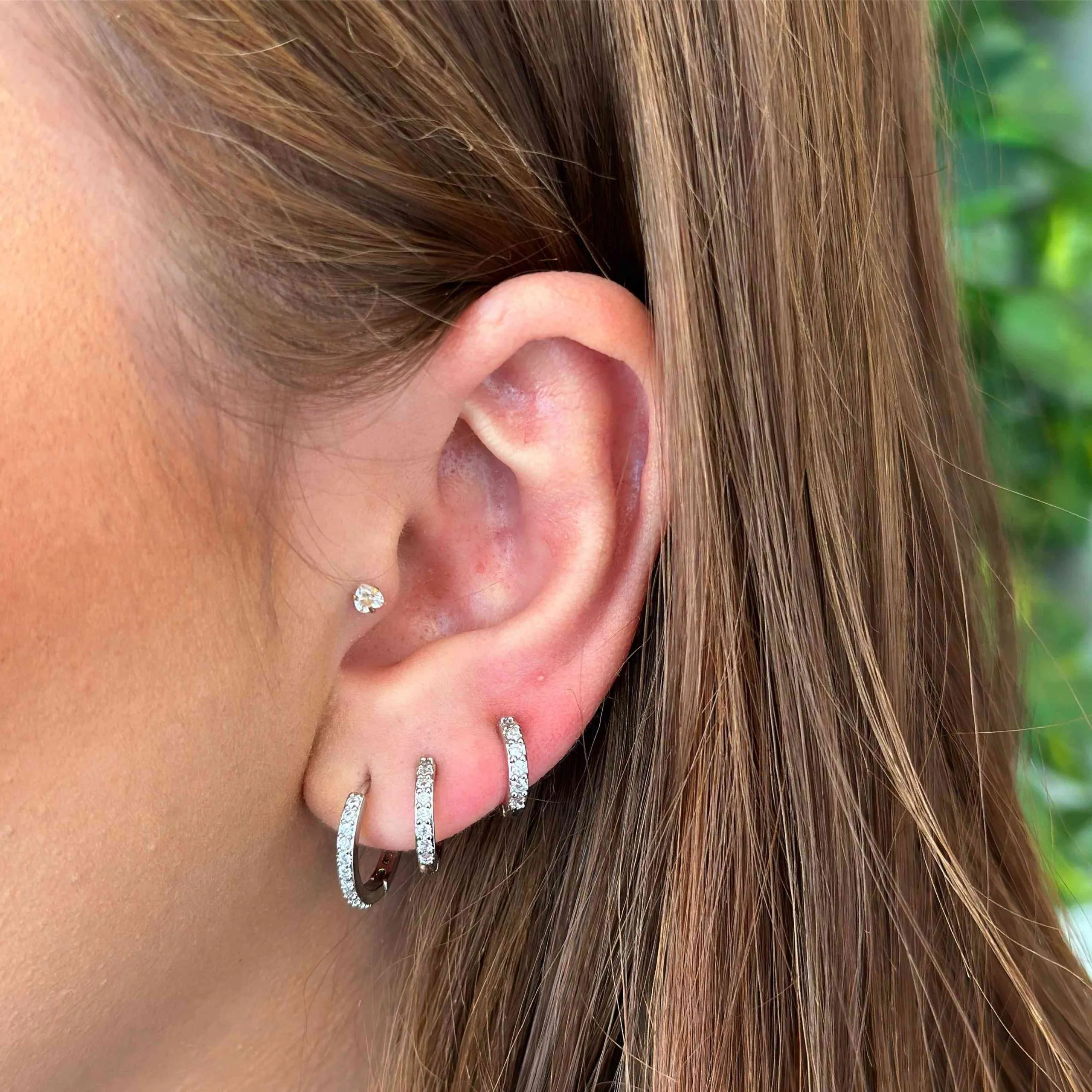 Trio Folheado a Prata Quadrado com Zircônia