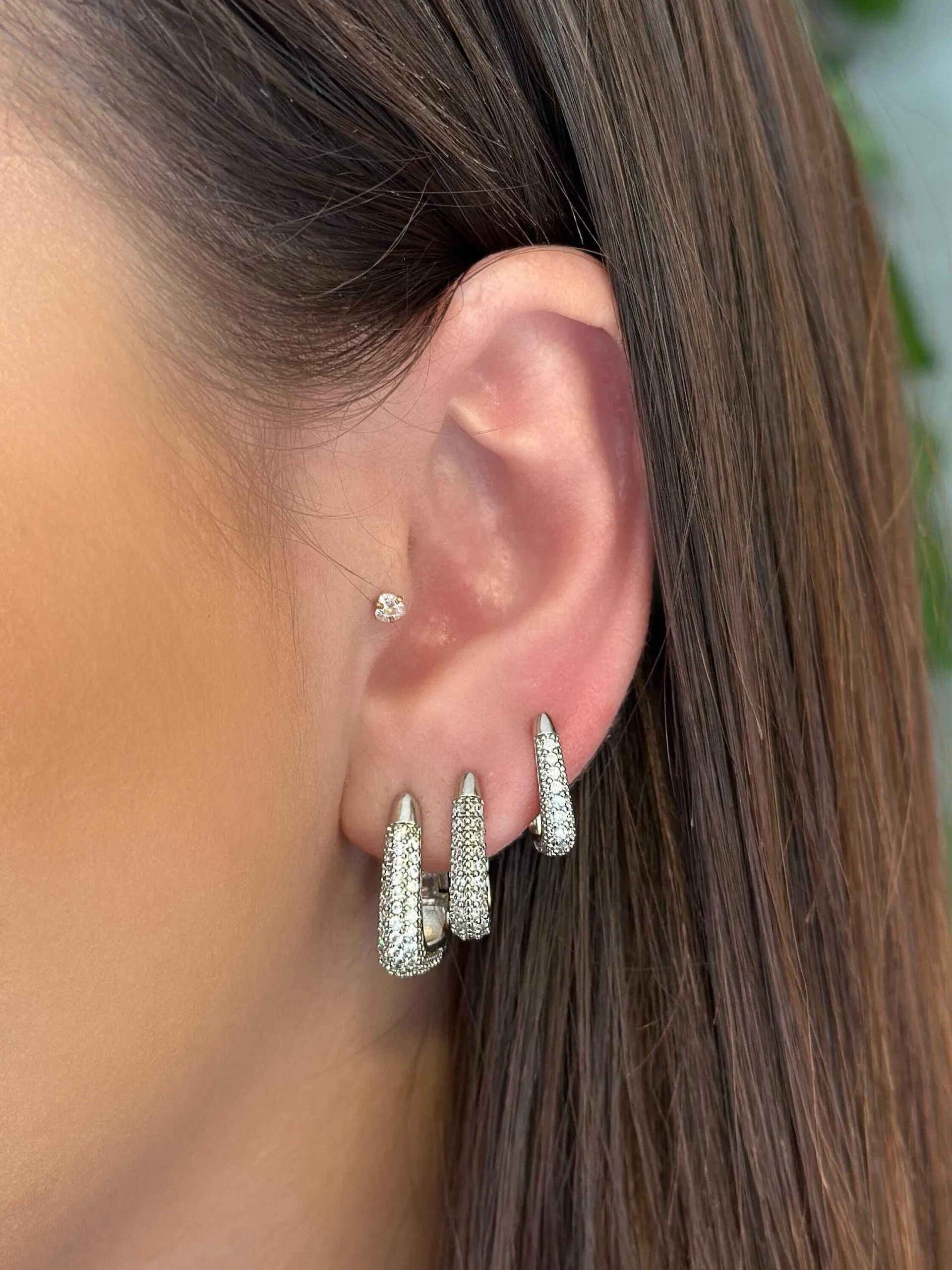 Trio Folheado a Prata Revestido com Zircônia Fino