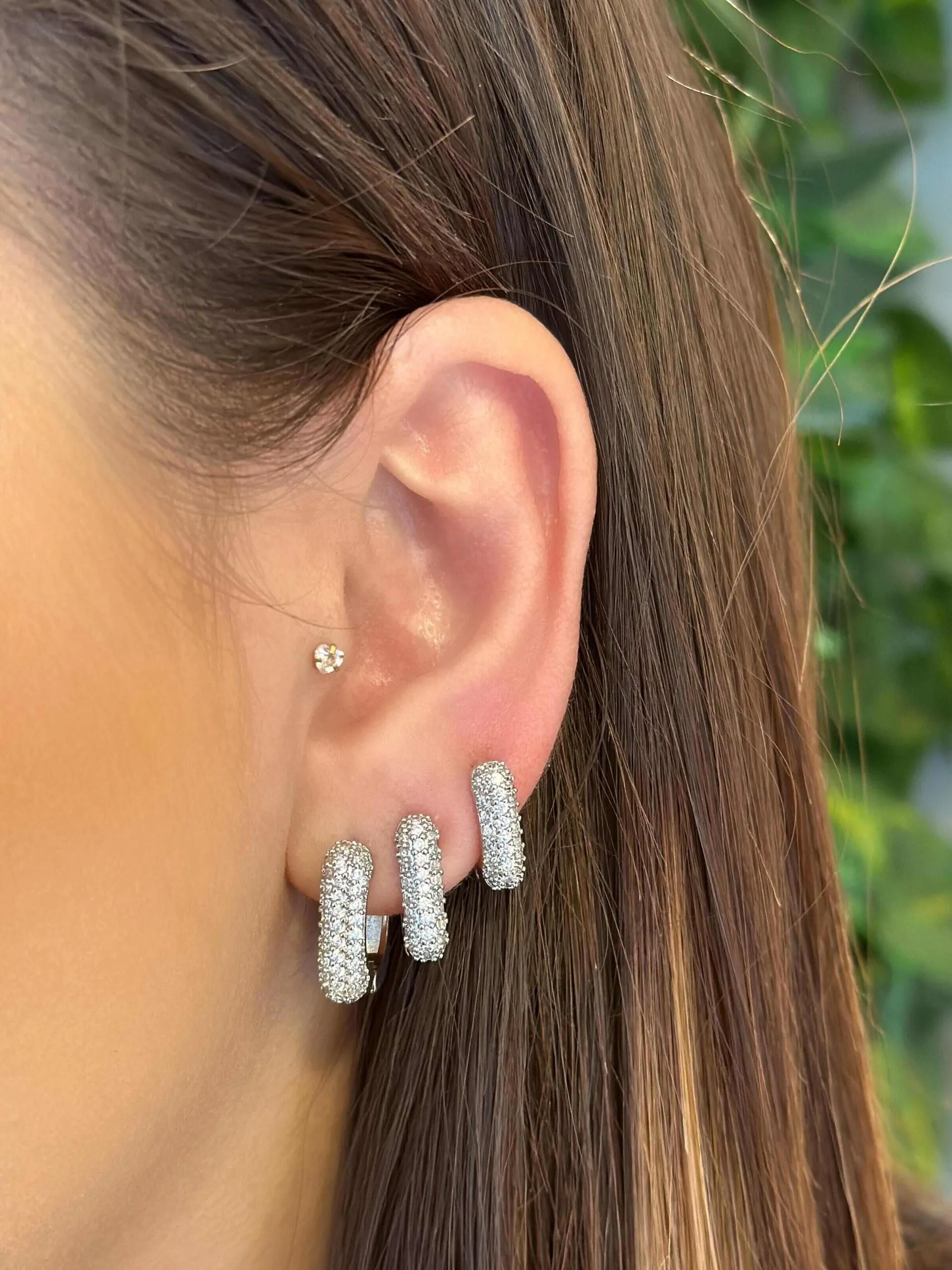 Trio Folheado a Prata Revestido com Zircônia Robusto