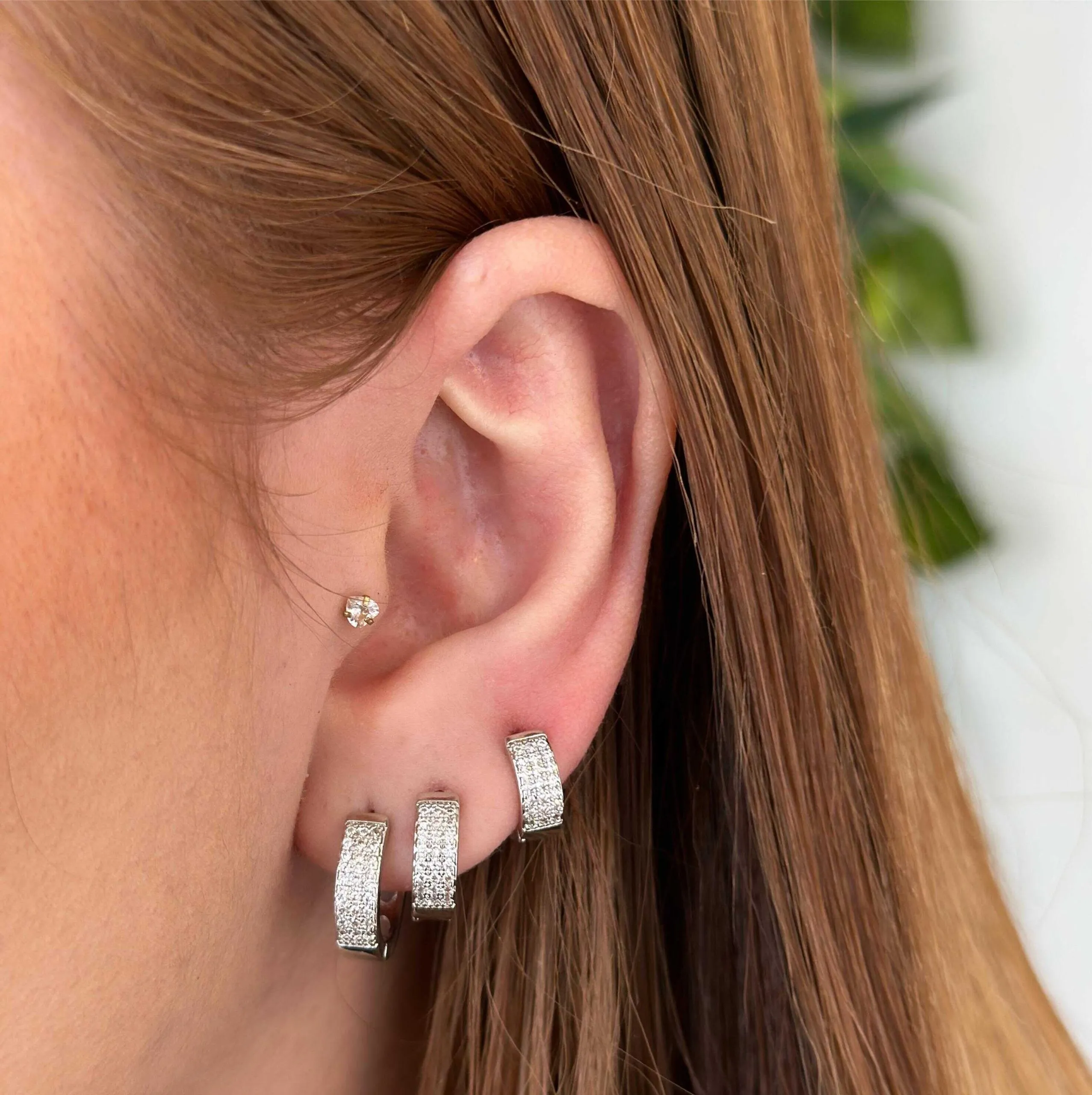 Trio Folheado a Prata Três Fileiras Zircõnia