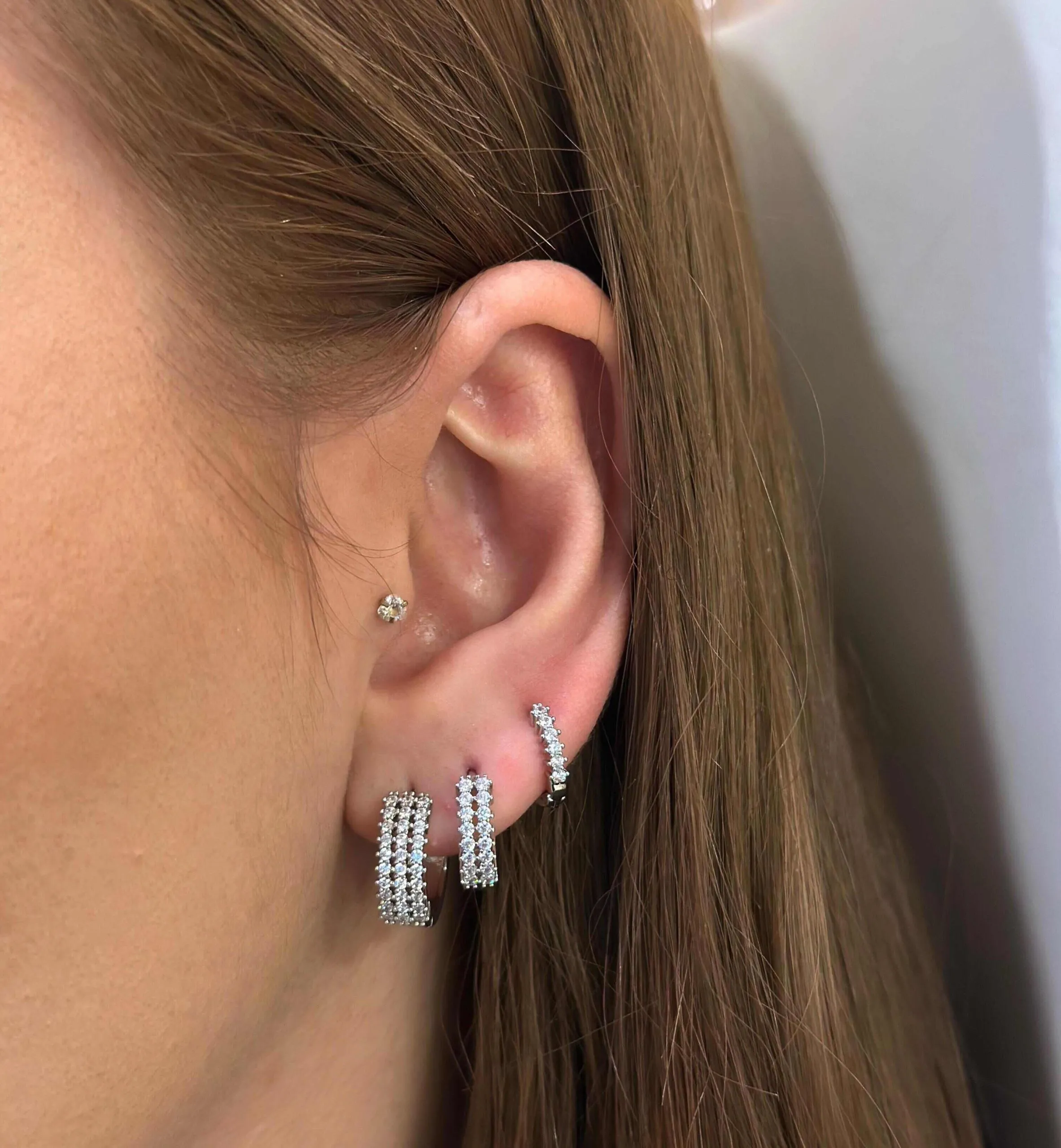 Trio Folheado a Prata Zircônia