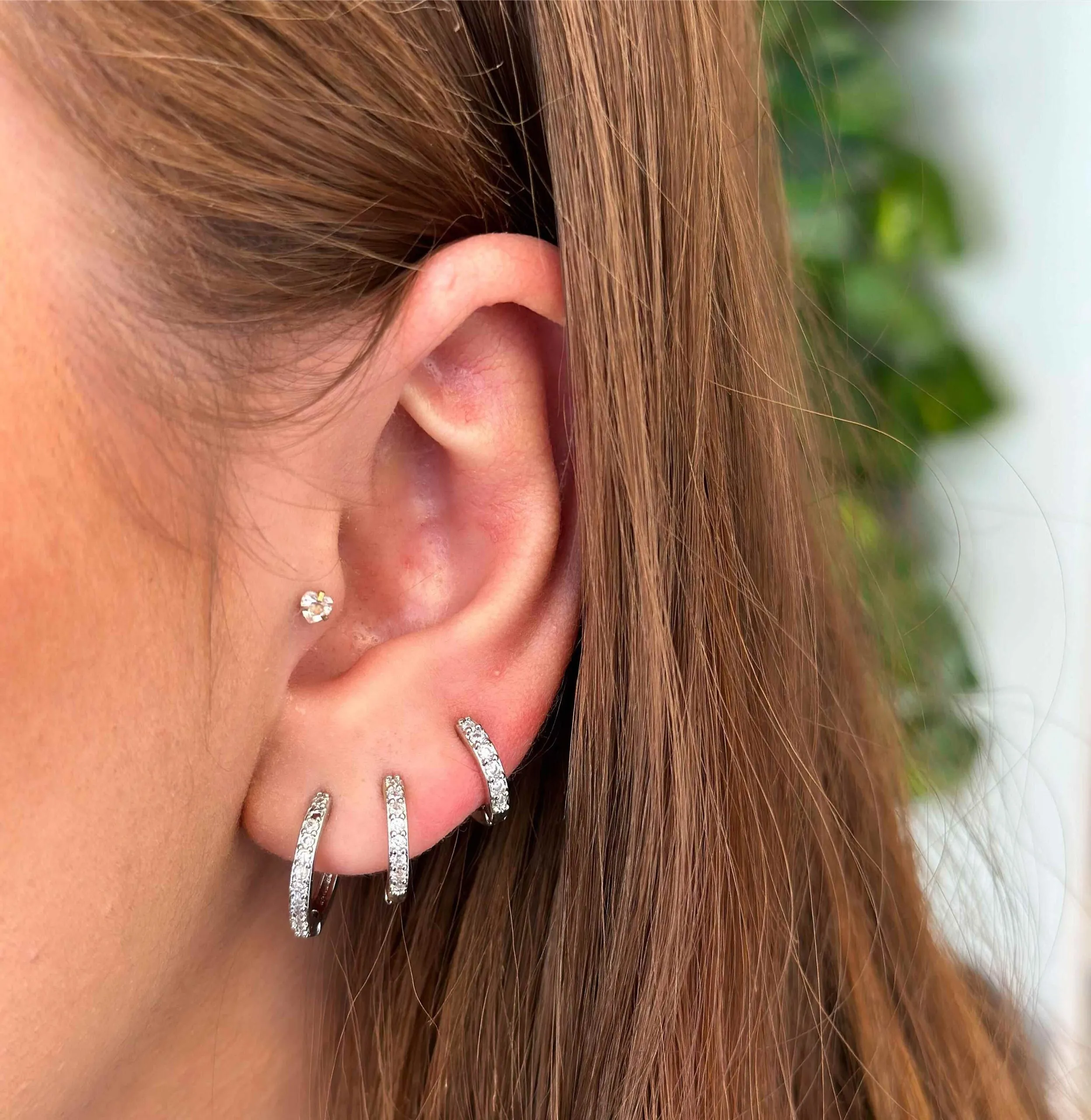 Trio Folheado a Prata Zircônia Liso