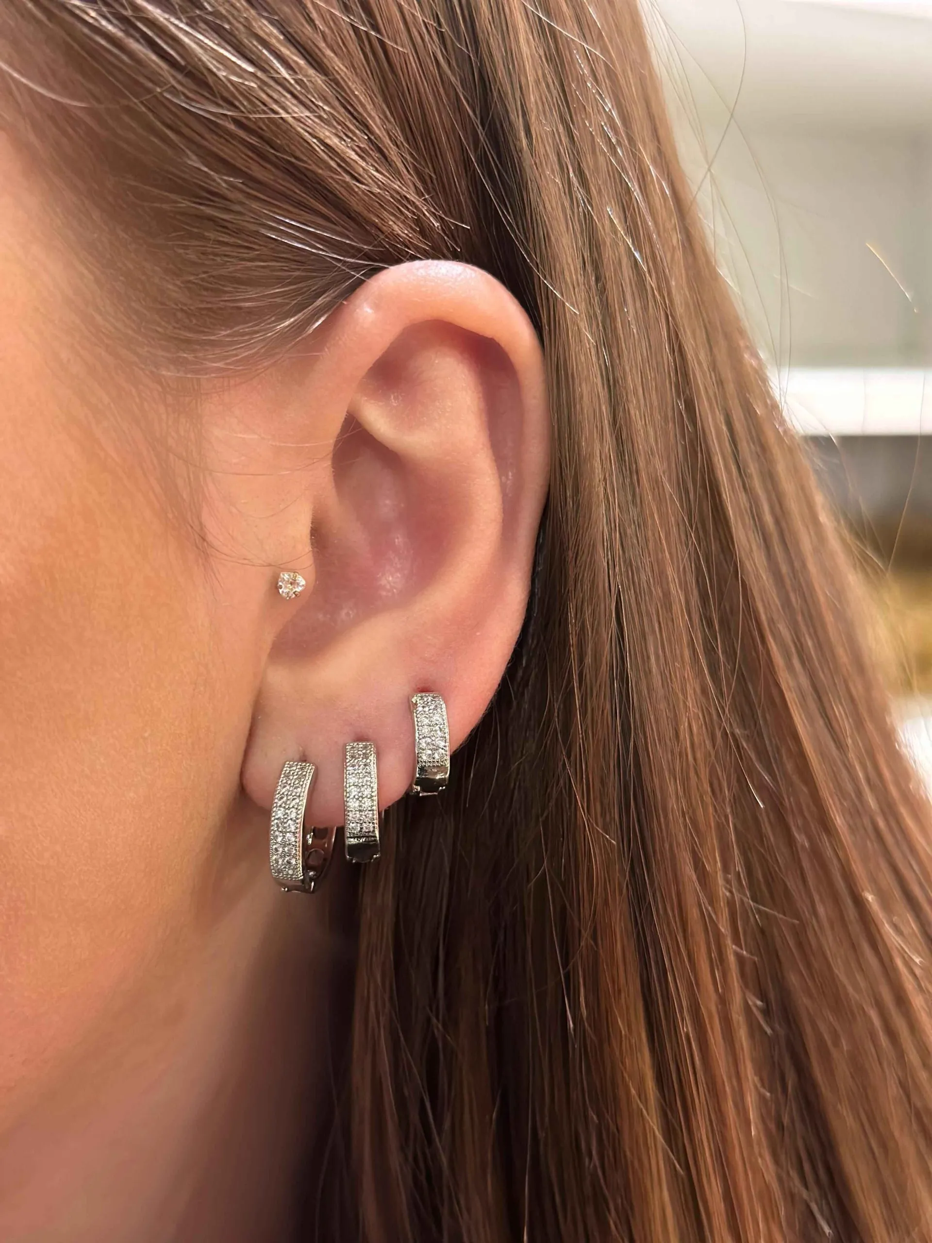 Trio Folheado a Prata Zircônia Quadrada