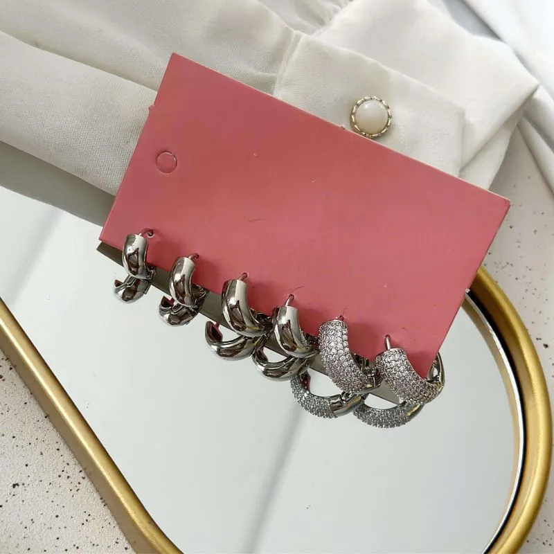 Trio Folheado de Argola Prata Lisa e Cravejada com Zircônia