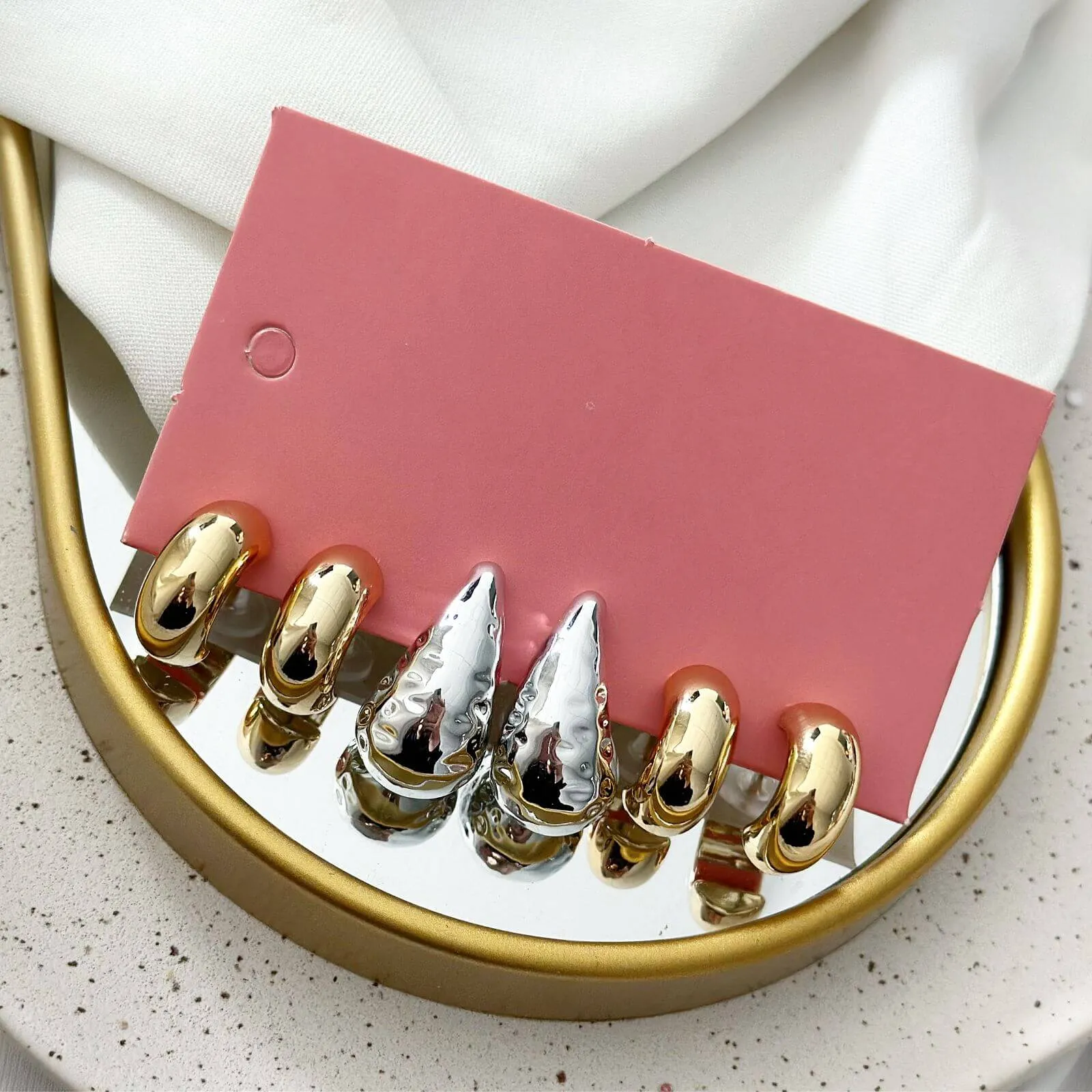 Trio Folheado Mix de Banho Gota e Argolinha