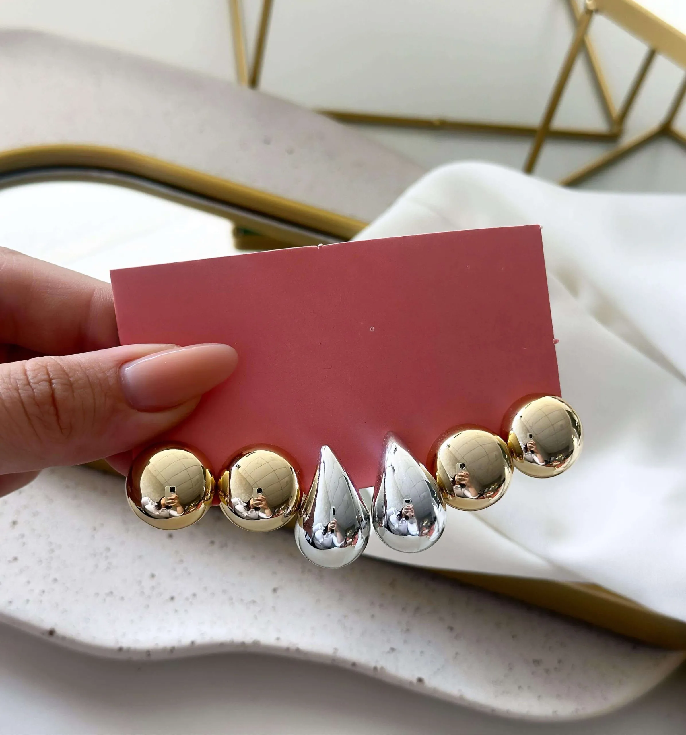 Trio Folheado Mix de Banho Gota e Esfera Lisa