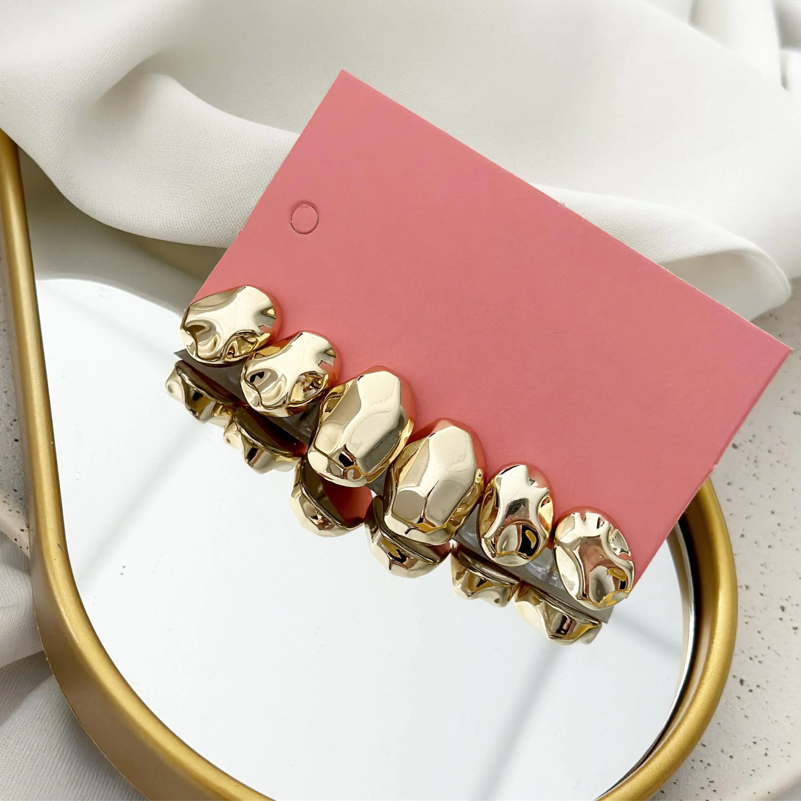 Trio Folheado Ouro 18K Orgânico Martelado