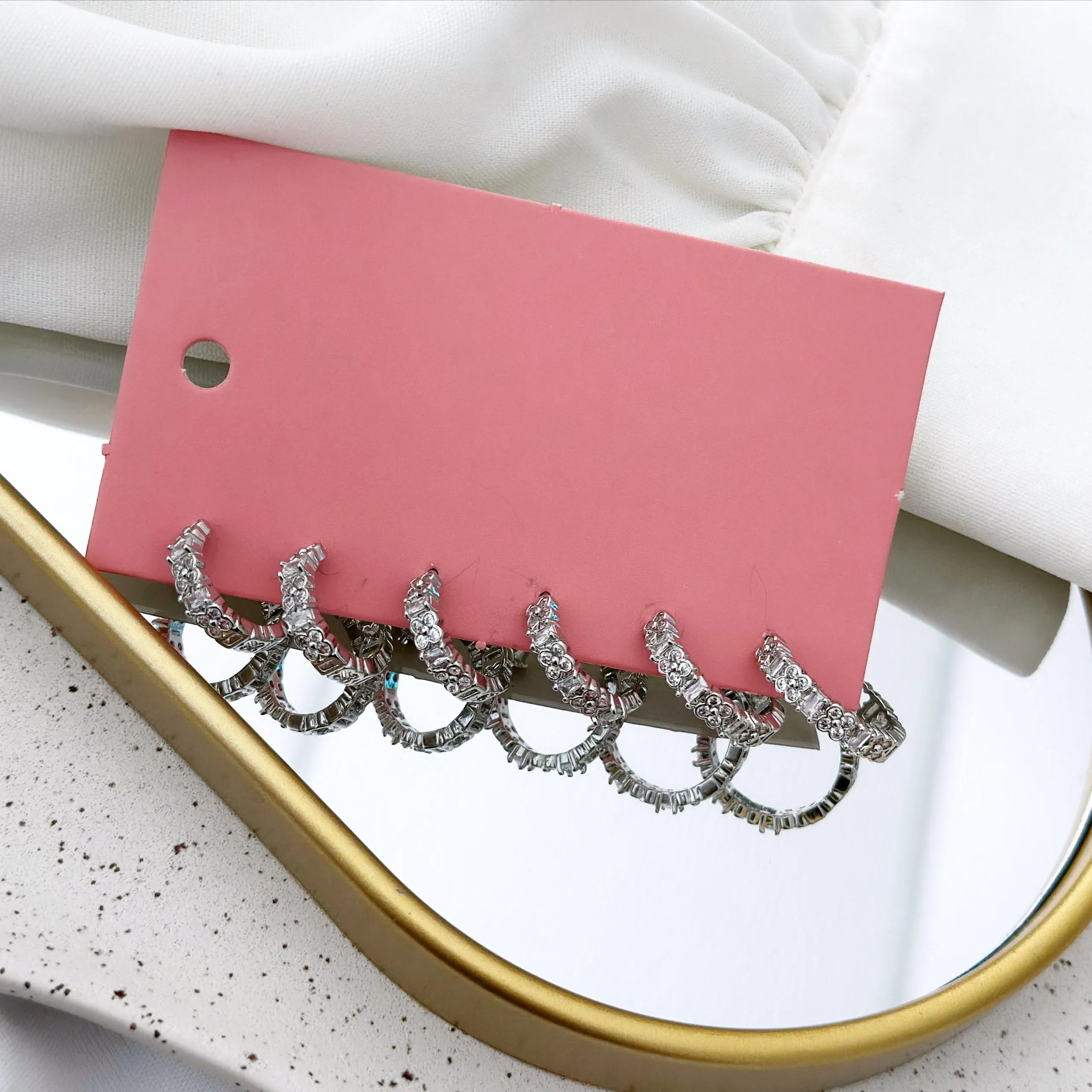 Trio Folheado Prata Inspiração Virgínia Trabalhado com Zircônia