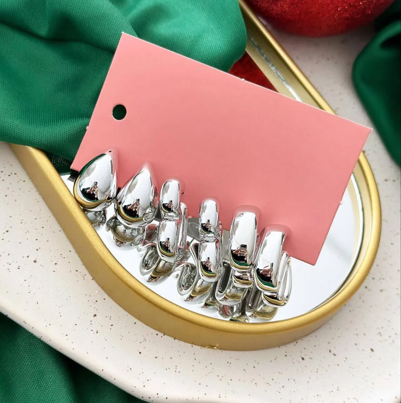 Trio Folheado Prata Virgula e Torcidos