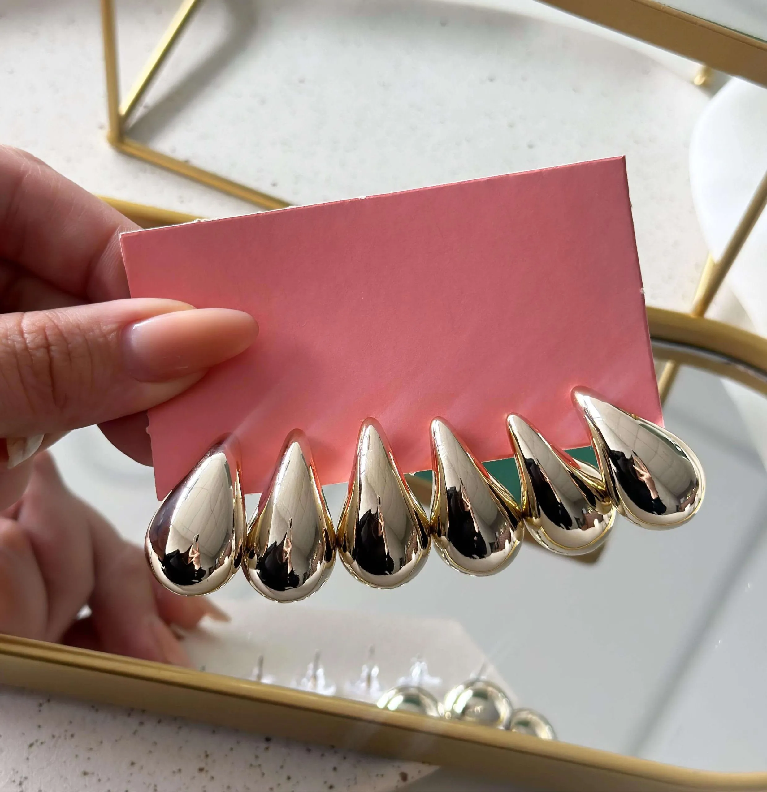 Trio Gotas Folheadas a Ouro 18K Liso